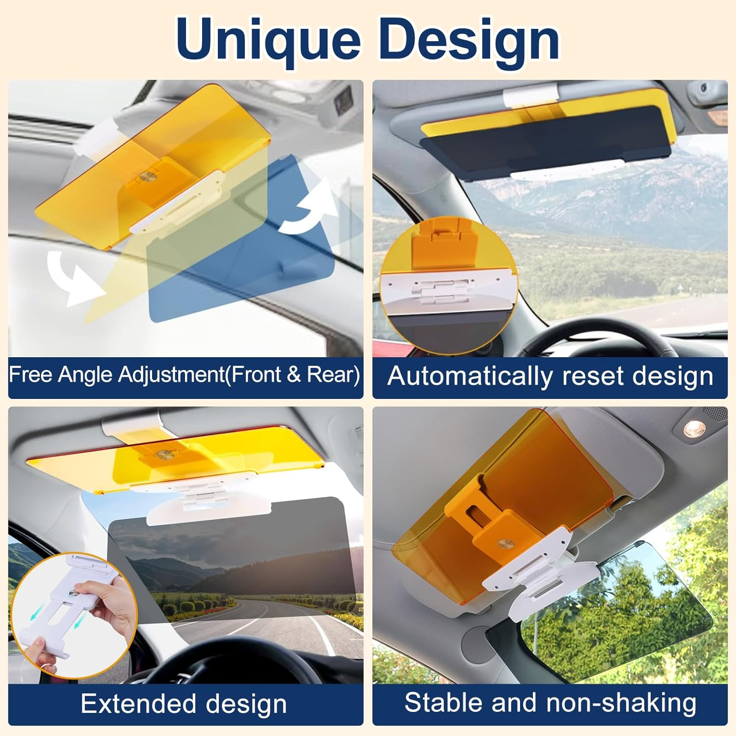 Car Window Sunshade, Upgrade Anti-Glare Polarized Day & Night Vision Sun Visor Protector Extender, 2-In-1 Universal Car Anti-Dazzle Sun Blocker from Glare/Uv Ray/Stray Light image number 4