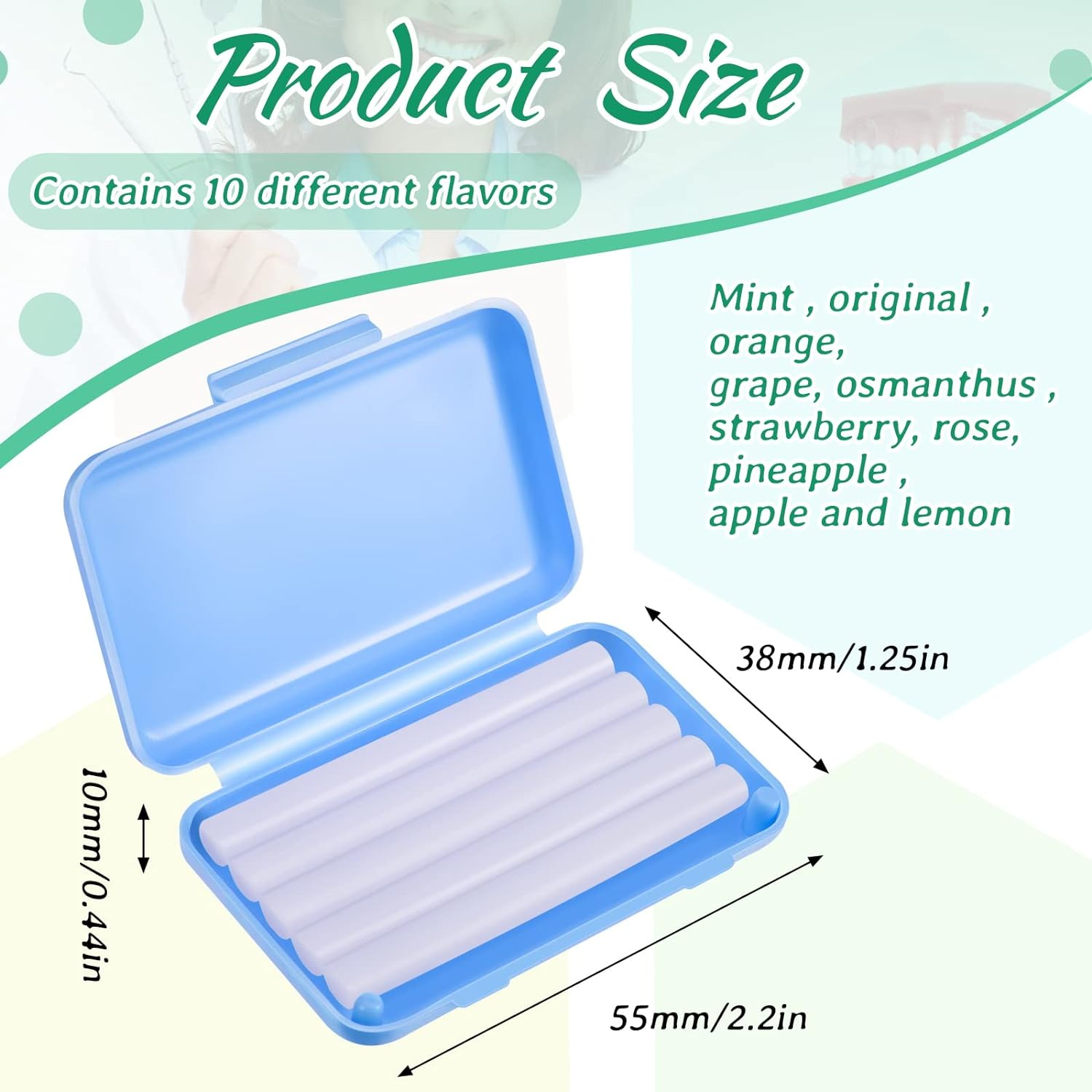 Tondiamo 40 Pack Clear Braces Wax for Teeth Dental Wearer Orthodontic Tooth Wax for Braces and Oral Appliances with Colorful Storage Case and Smell(Mixed Flavors) - Original, Mint image number 6