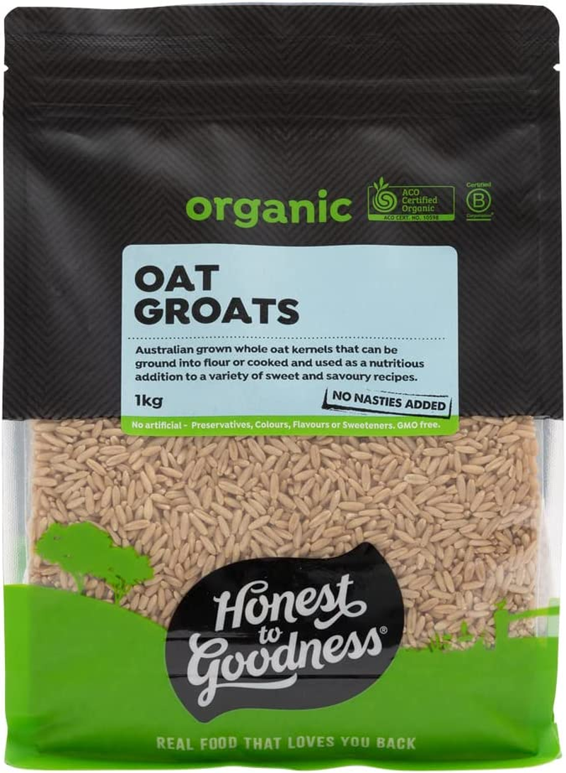 Honest to Goodness, Organic Oat Groats, 1 Kg - Offering a Hearty, Chewy Texture and a Fresh, Nutty Flavor That Enhances a Myriad of Sweet and Savory Dishes. image number 1