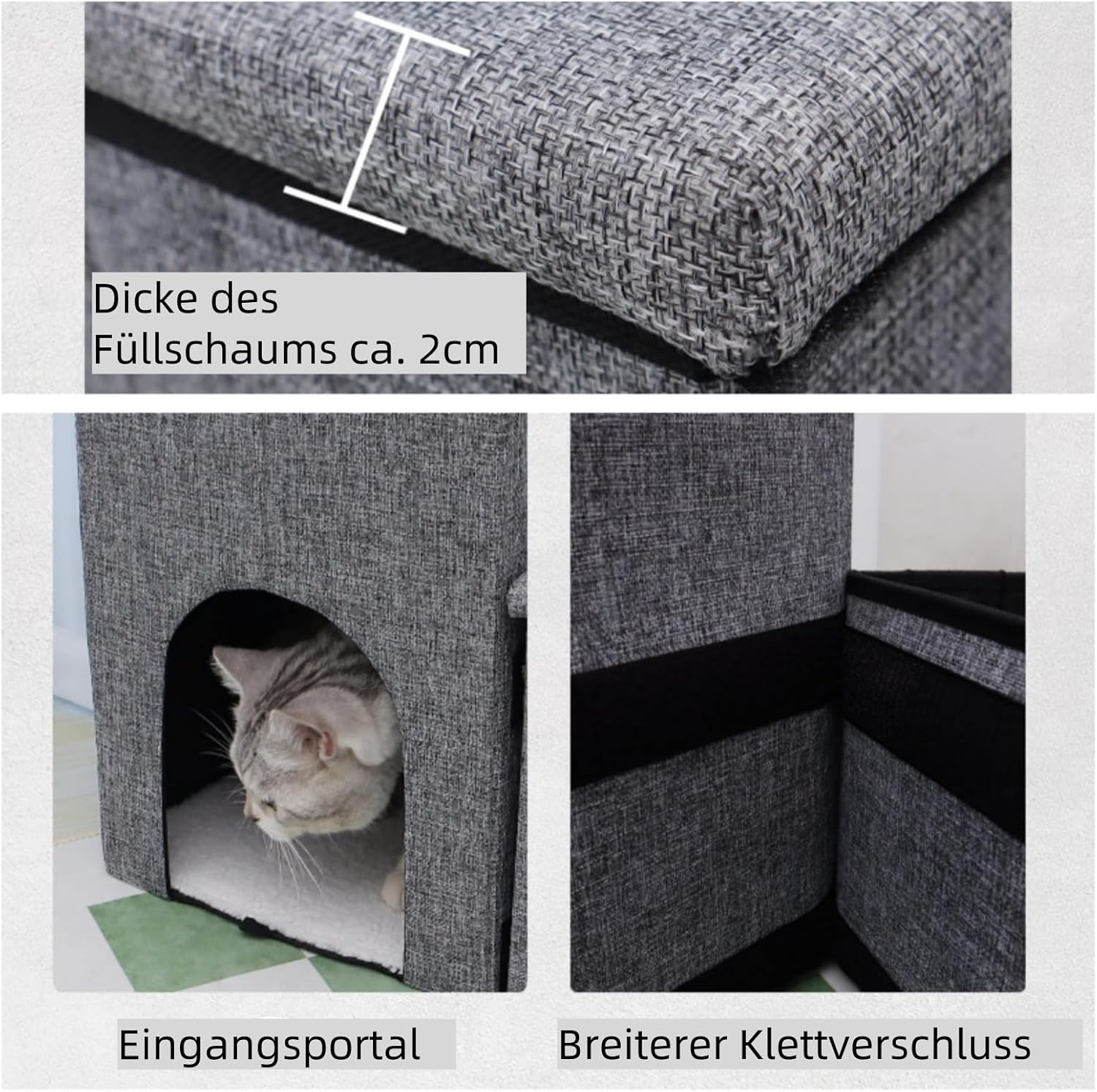 SYCCLLYYDS Dog Stairs 3 Steps Gris, Dog Stairs for Small Large Dogs 80 X 43 X 42 Cm Pet Foldable Storage Stairs Washable Cat Stairs for Sofa Bed Stairs for Dogs image number 1
