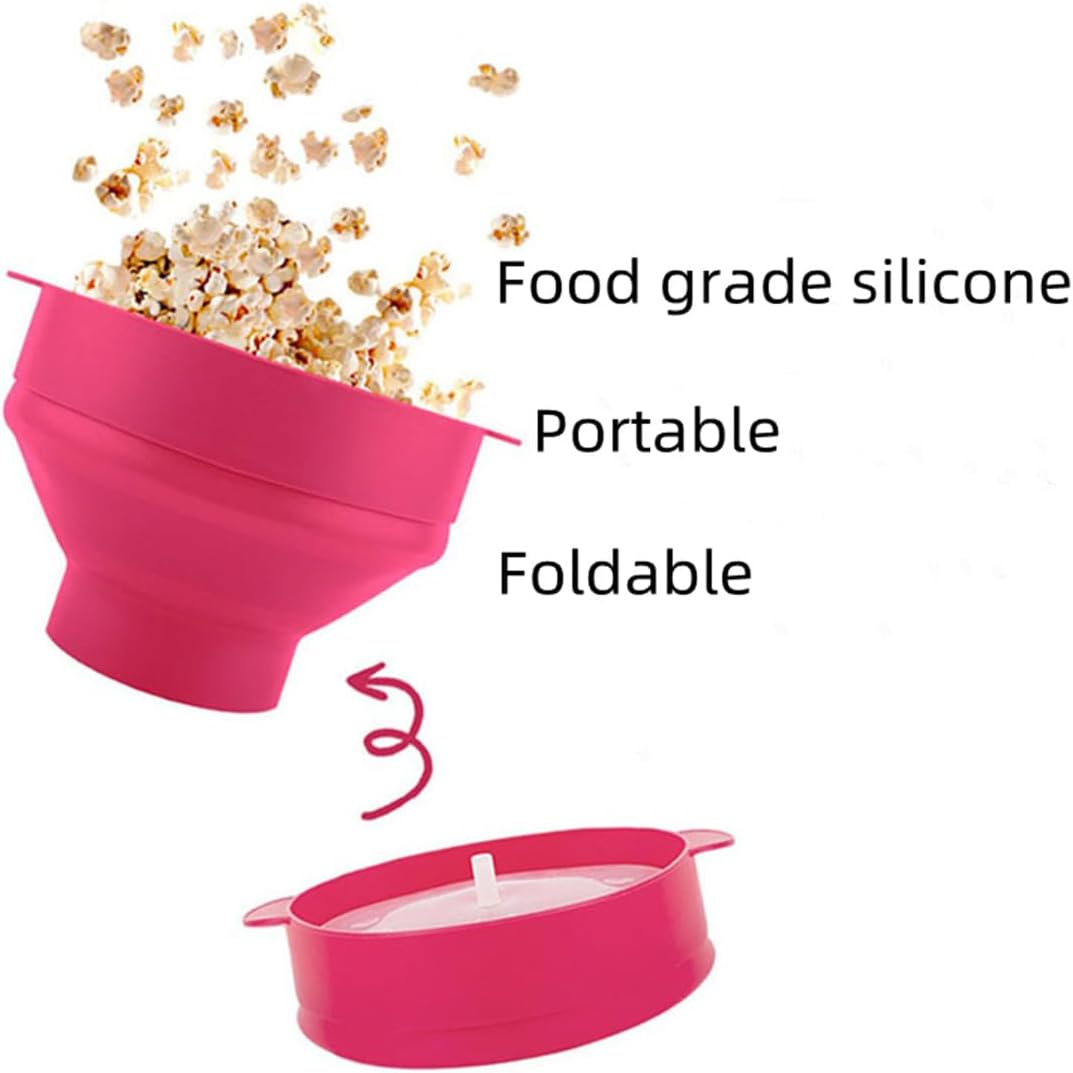 TINGJUNN Microwave Silicone Popcorn Maker Popcorn Bowl Silicone Collapsible Popcorn Maker with Lid and Handle BPA Free, Dishwasher Safe (Black) image number 1