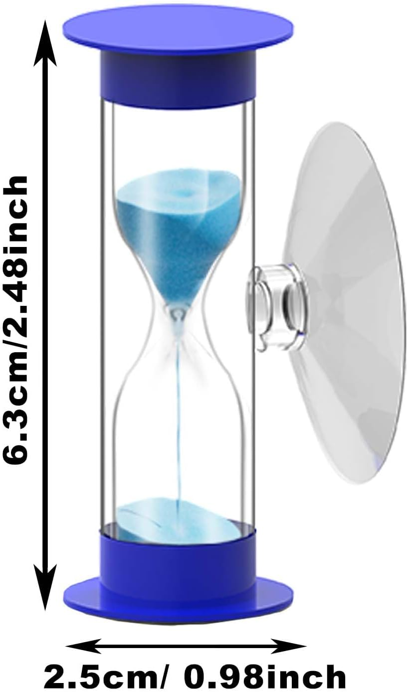 Hourglass Sand Timer 5 Minute with Suction Cup - Set of 2 Small, Unbreakable Sand Watch 5 Min Sucker, Small Blue Sand Clock 5 Minute, Plastic Hour Glass Sandglass Timer for Kids, Games, Classroom image number 2