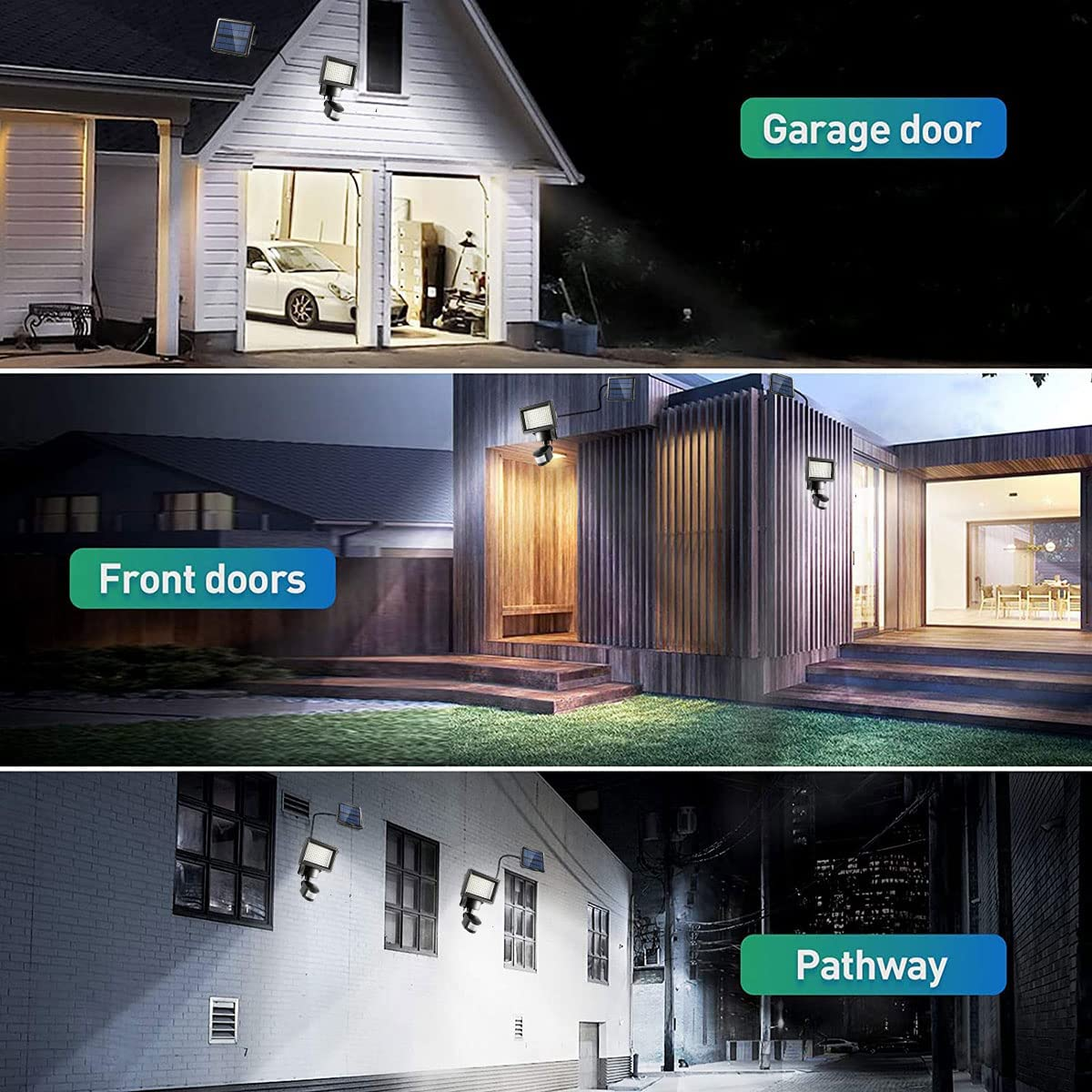 Solar Lights Outdoor, Solar Wall Lights Outdoor with Motion Sensor 2200 Lumen 120 LED Ultra Bright IP44 Waterproof 150&deg;Solar Powered Lights Security outside Lighting (120 LED X 2Pcs) image number 3