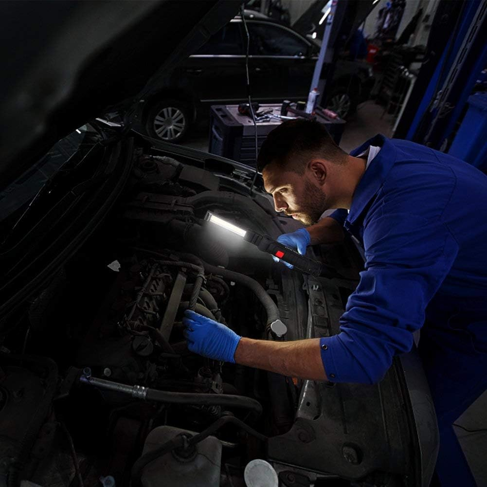 LED Work Light Rechargeable, OTYTY COB Portable Work Lights with Magnetic Base, 5 Modes, Water-Resistant Super Bright LED Flashlight Lamp for Emergency Use (2 Pack Large) image number 2