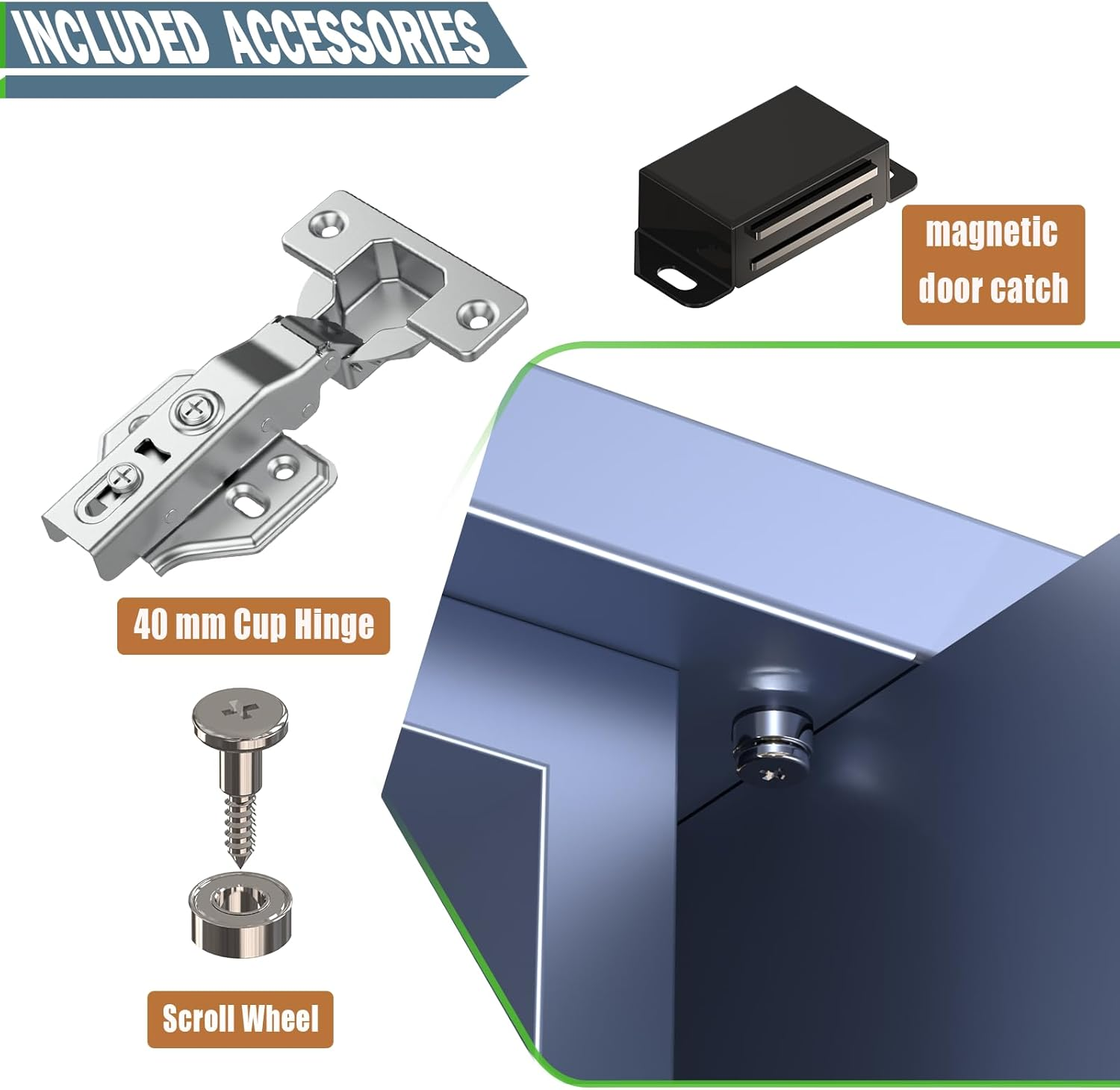 22" Cabinet Pocket Door Slide Hinge Kit 2PCS for Inset Application, Pivot Pocket Door Slides for Cabinet Wiht Hinges, Pivot Sliding Door Runners Hardware System for Cabinet Doors image number 6