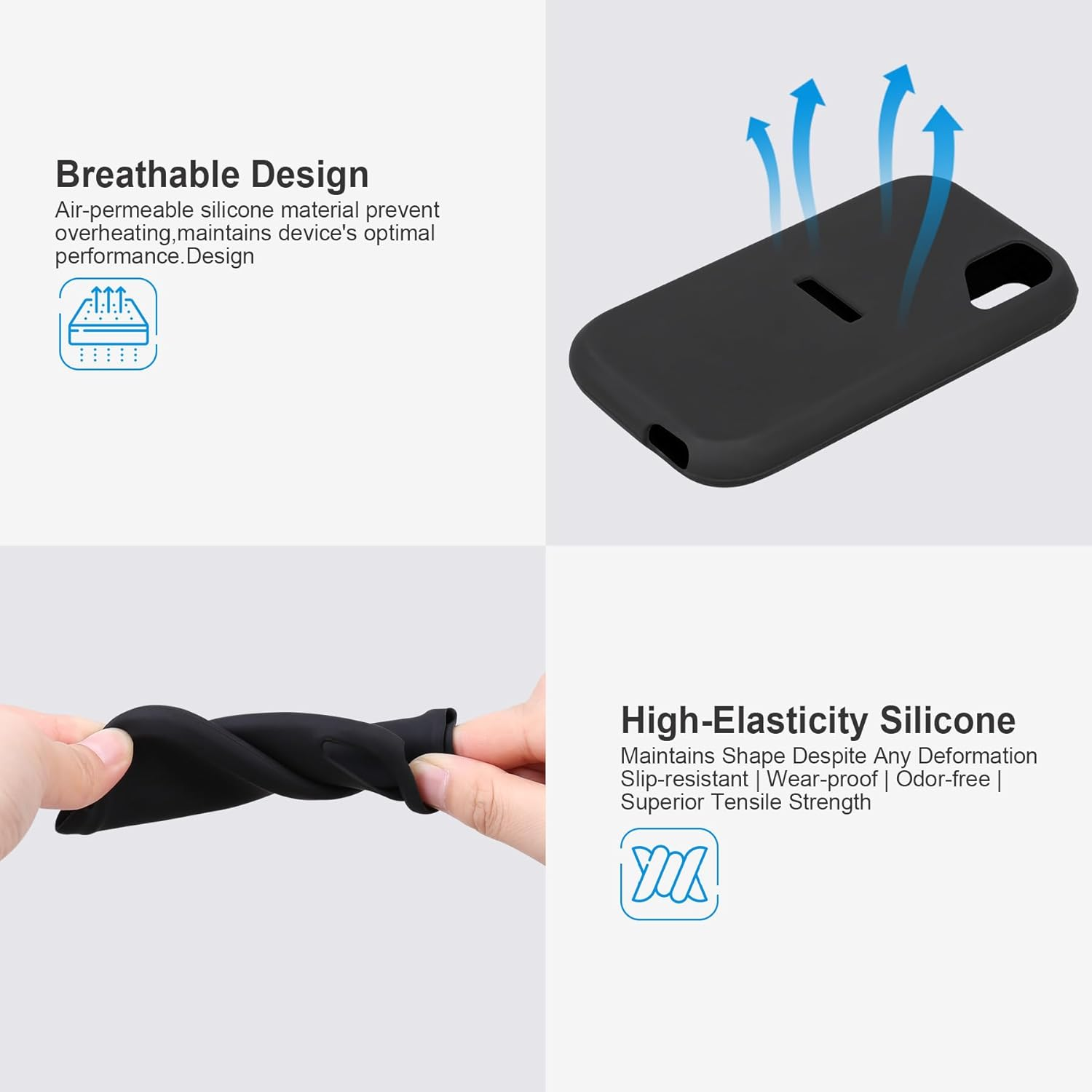 Lacdo Silicone Case Cover for Sandisk Extreme Portable SSD 500GB 1TB 2TB 4TB 8TB External Solid State Drive, Soft Silicon Protective Sleeve Skin for Sandisk Extreme SSD, Travel Pouch Storage Bag,Black image number 6