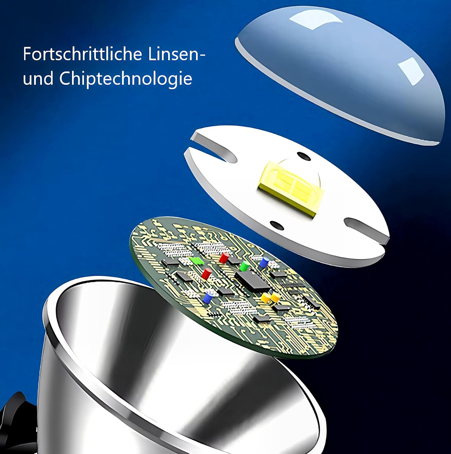 LED Torch with Zoom, Extremely Bright, Effective Beam Range 200 M+, Side White COB Light, Red/Blue Strobe, Hand Strap, Belt Clip and Integrated USB-C Rechargeable Battery image number 1