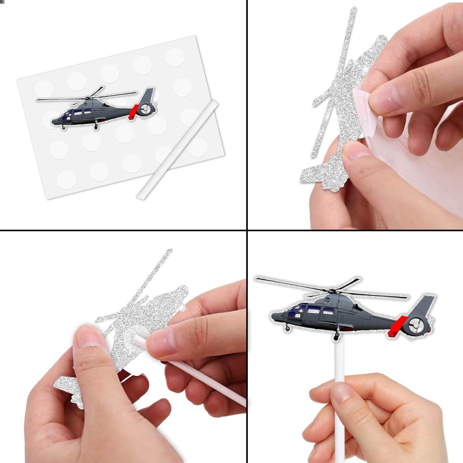 Airplane Dessert Cupcake Topper Cheer to Aviation Fighter Theme Decorations Supplies Baby Shower Children Boys Girls Happy Birthday Party Decor Set 18Pcs Glitter