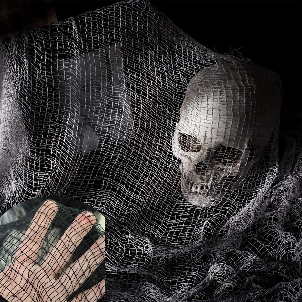 3Pcs 30&times;72Inch Halloween Creepy Cloth, Spooky Giant Cheesecloth Bloody, Black and White Cotton Gauze Cloths for Halloween Party Home Indoor Outdoor Haunted Houses Decorations image number 6