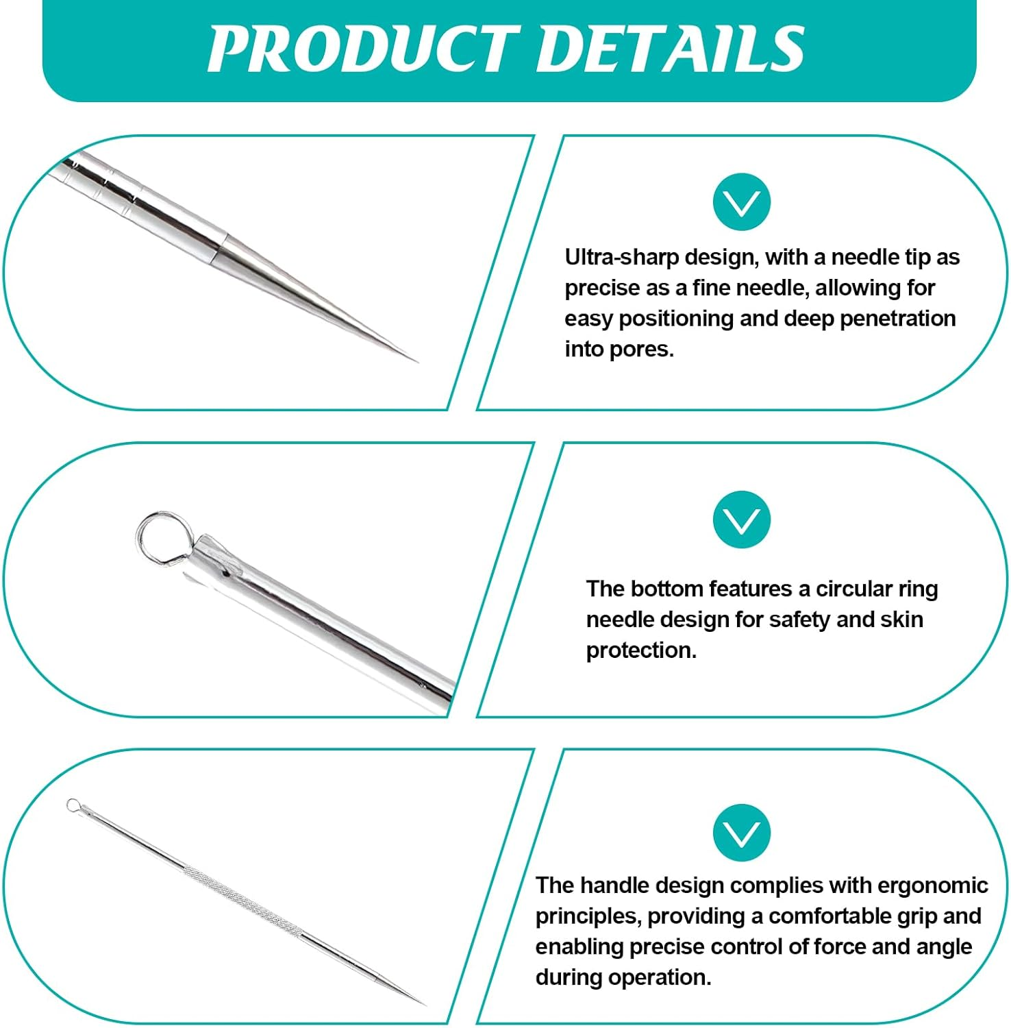 Lancet for Facial Milia Remover and Whitehead, 0.01Mm Ultra-Sharp Whitehead Remover for Face, Diamond-Shaped Anti-Slip Stripes, Plastic Box Packaging Pimple Extractor for Whelk Closed Fat Particle image number 2