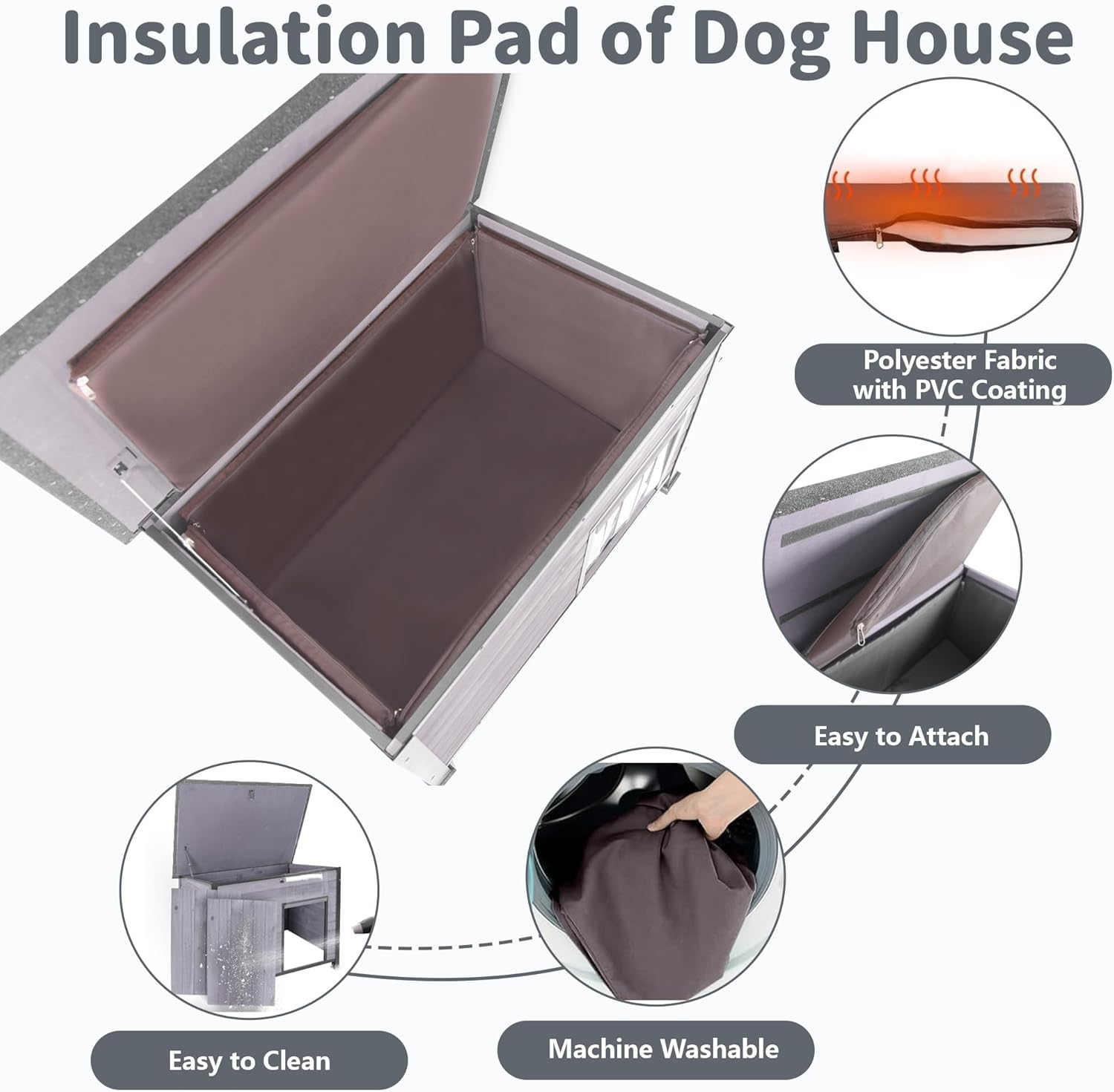 Seiyierr Insulated Dog House Outdoor with Removable Liner for Winter, Upgrade Anti-Chewing Iron Frame Heated Large Houses, Weatherproof Dog Shelter for Puppies, Cats image number 5