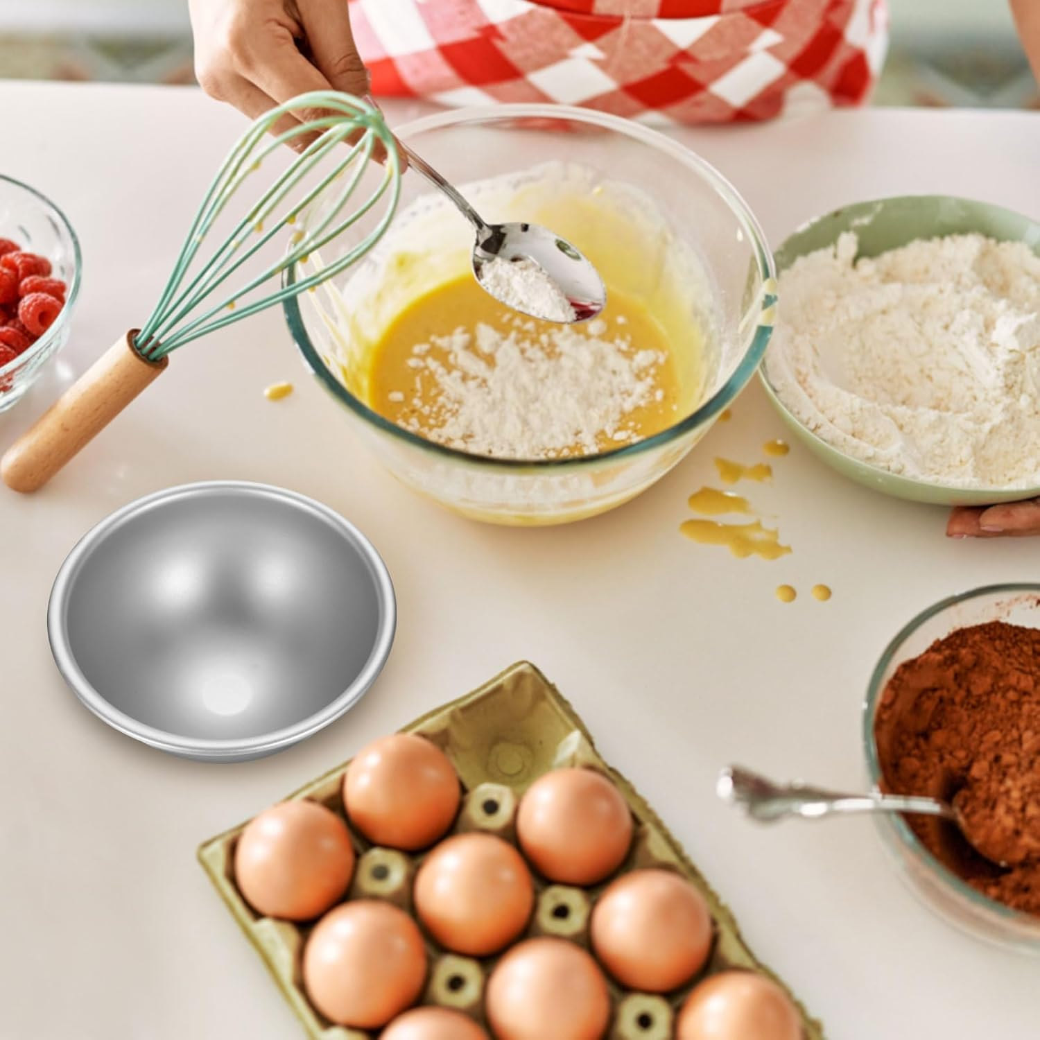 Sourcing Map Metal Cake Pan Set, Aluminum Alloy Princess Doll Cake Baking Non Stick for Home Kitchen Dessert DIY, 7.1" Hemispherical image number 1