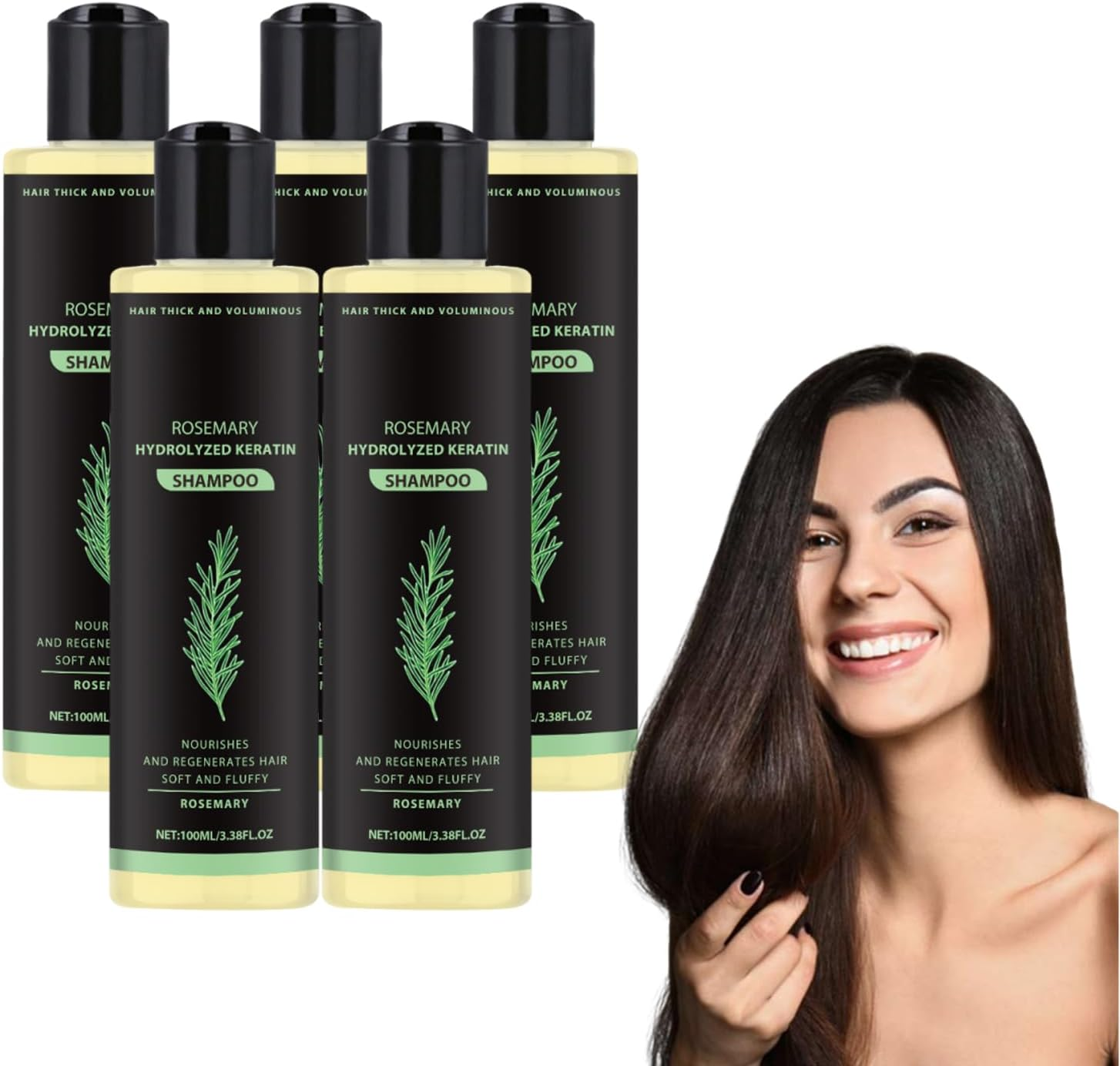 Rosemary & Hydrolyzed Keratin Shampoo - Thickening Shampoo -Organic Rosemary Hair Growth Conditioner for Thinning Hair - Strengthen and Support Healthy-Looking Hair for Women & Men (2 Bottles)