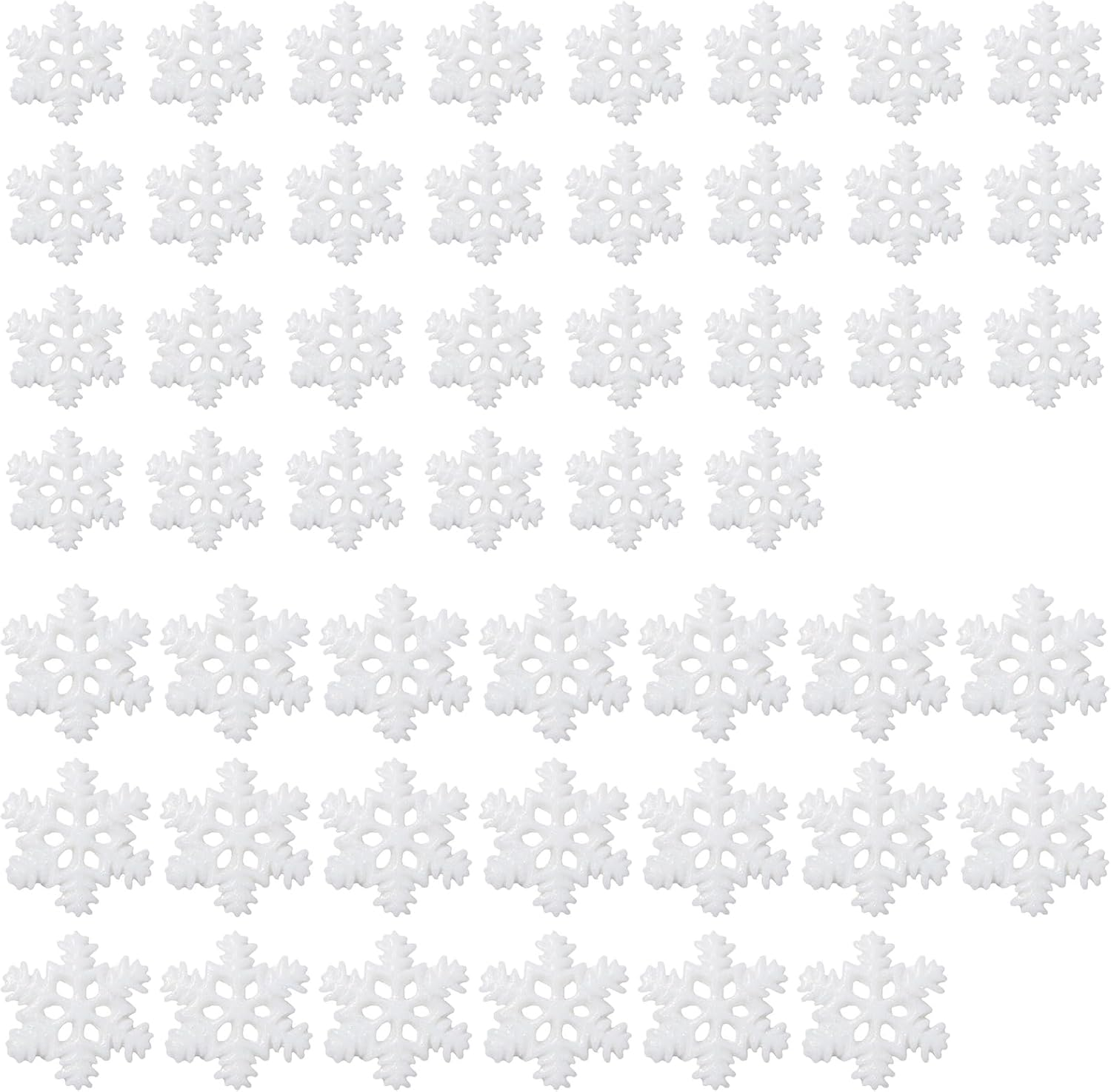 Small Snowflakes for Craft, 50 Pcs White Glitter Plastic Mini Snowflake for Scrapbook Embellishments, Christmas Embellishments, DIY Scrapbook Making, Craft Decoration image number 3