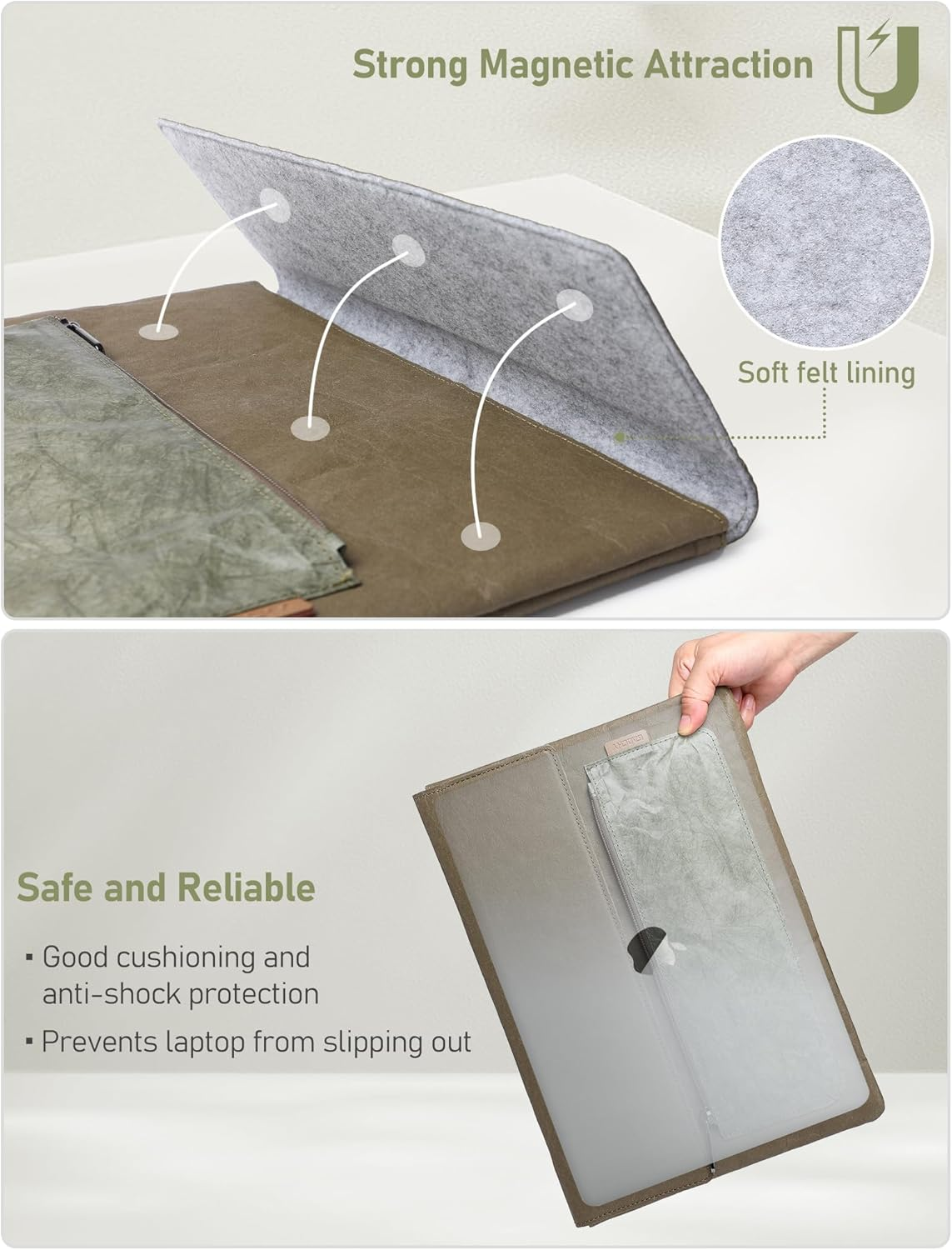 15-16 Inch Laptop Sleeve for Pro 16 2024-2019, Macbook Pro 15 2015-2012, ACEMAGIC 15.6-16.1 Inch Laptop, HP Pavilion 15, 16 Inch Samsung Galaxy Book3, Dell XPS 16, Washable Kraft Case image number 4
