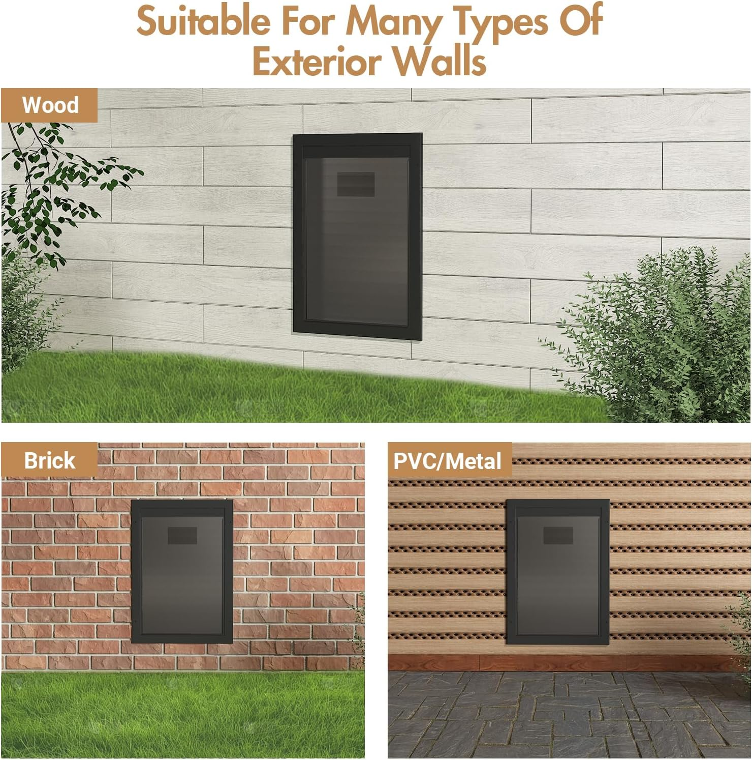 Advwin Pet Door for Wall, Aluminum Frame with Secure Lock, Magnetic Flaps Dog Doggy Door and Cat Door Suitable for All Pets, Strong & Durable - Large image number 5