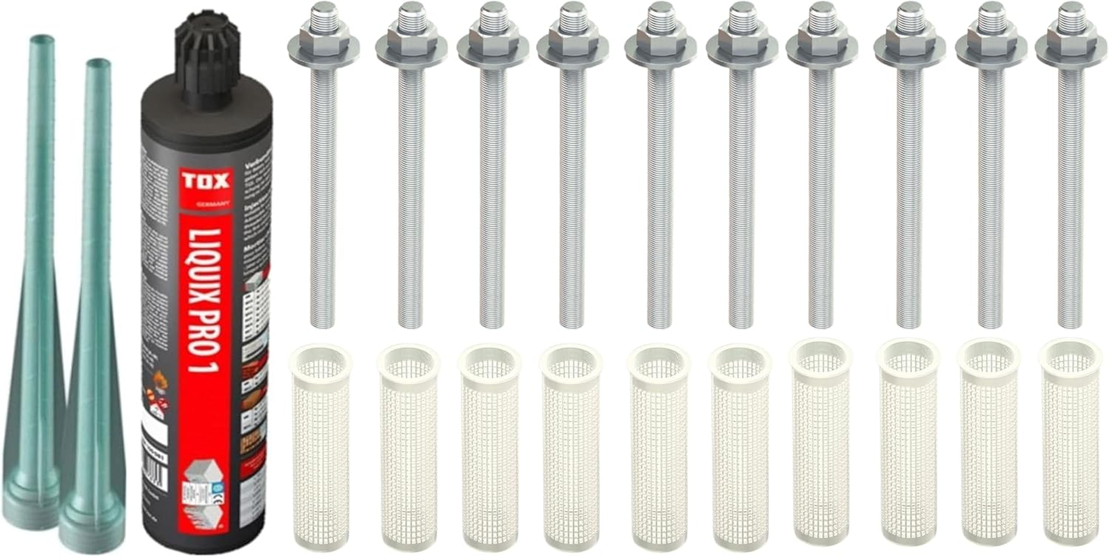 Heavy Duty Mounting Set with Approval: 10 X 10 X 130 Mm Anchor Rods Gvz. + 1X Liquix Pro 1 + 10X 16 X 85 Mm Sieve Sleeves, Mounting Kits M6-M16 (Galvanised Steel, M10 X 130 Mm) image number 5