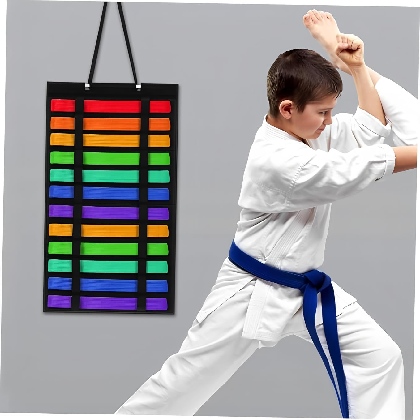 Belt Display Stand Karate Belt Hanger Taekwondo Belt Display Belt Display for Karate Belts Taekwondo Belt Holder Belt Display Rack Karate Belt Display Felt Black 1Pcs image number 1
