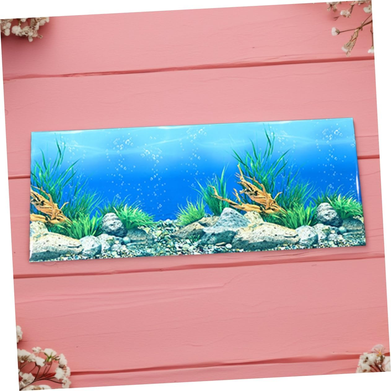 HYTROVE Vivid Fish Tank Wallpaper Reversible Aquarium Decor Realistic Aquatic Scene image number 6