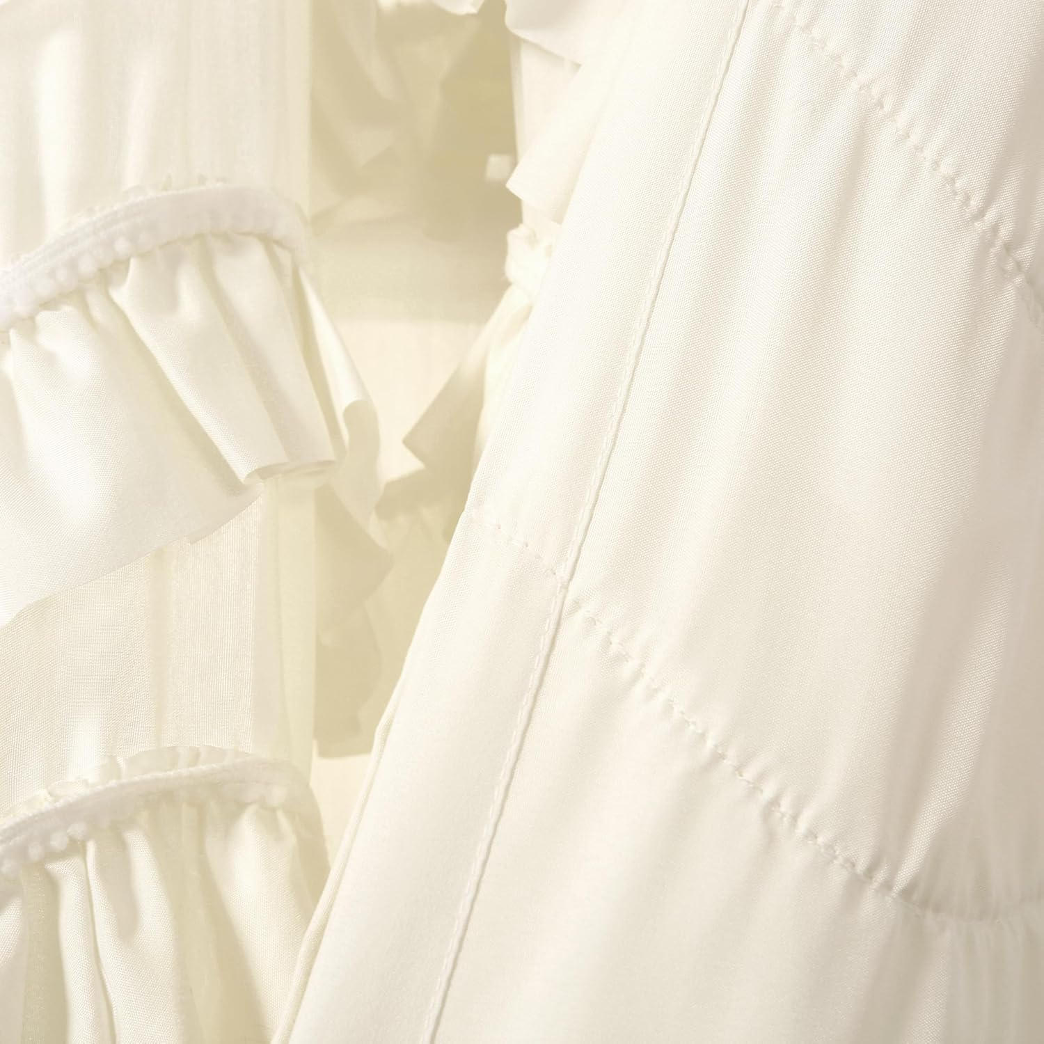 Lush Decor Kemmy Curtain | Ruffled, Textured Shabby Chic Style Window Panel for Living, Dining Room, Bedroom (Single), 84&rdquo; X 52&rdquo;, Ivory image number 4