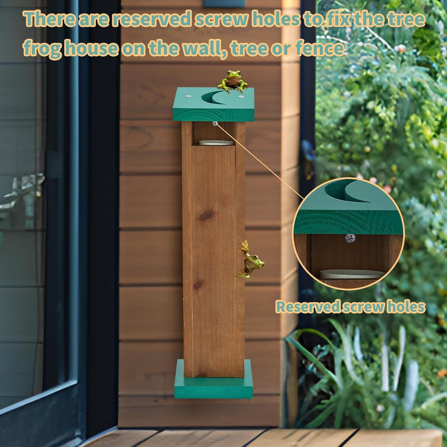 Tree Frog House for Many Species of Tree Frogs, Deluxe Wood Tree Frog Nest Frog Habitat Frog Shelter for outside Garden, Indoor Breeding (Brown) image number 2