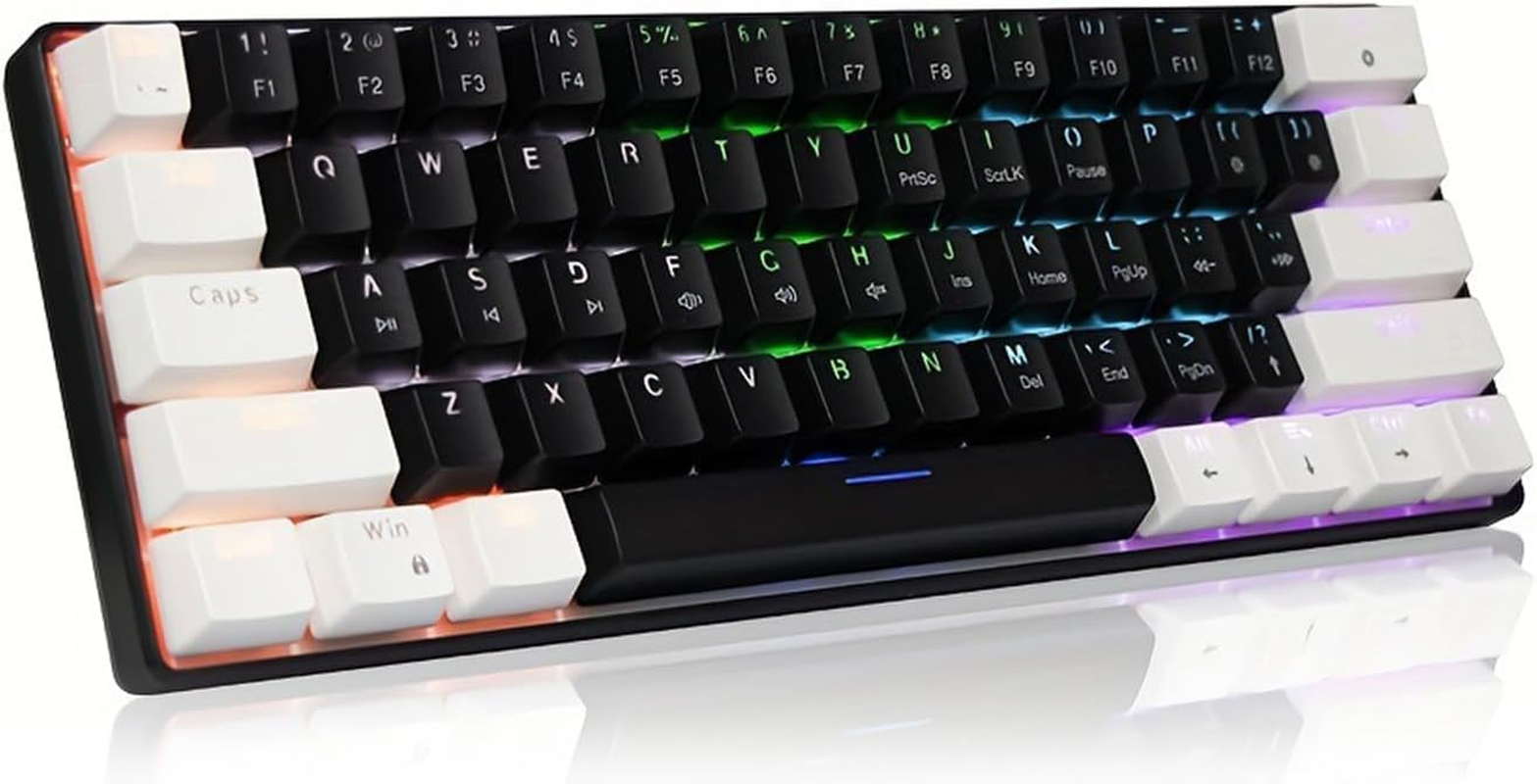 Keyboard Mini 60% Small Gaming Keyboard, RGB Backlit 61 Keys, Ergonomic Mechanical Feeling Wired Gaming Keyboard for Gaming and Working (Black)