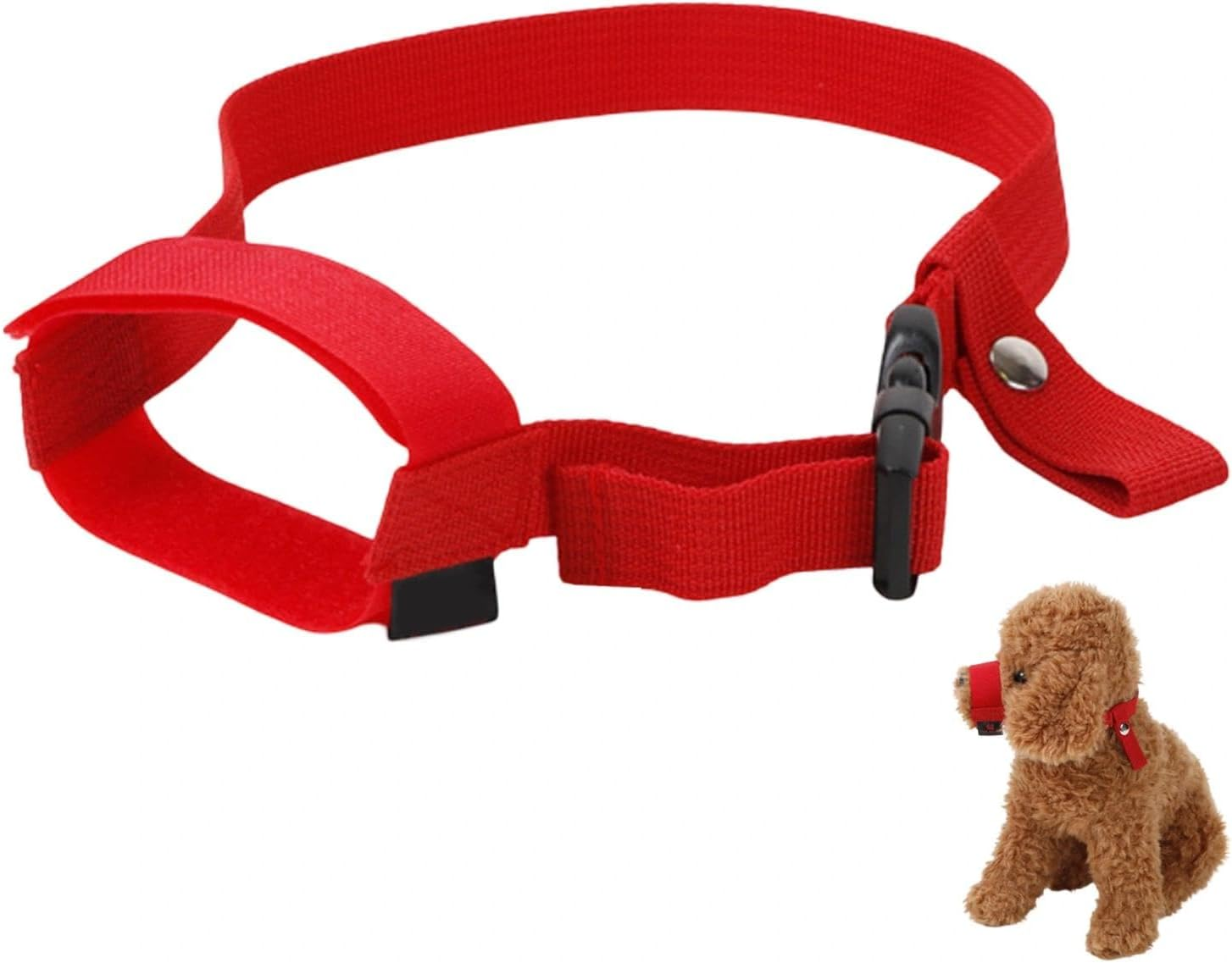 Adjustable Nylon Muzzle for Short Snouts, anti Bark Mouth Cover for Small Medium Large Dogs (S, Red) image number 1
