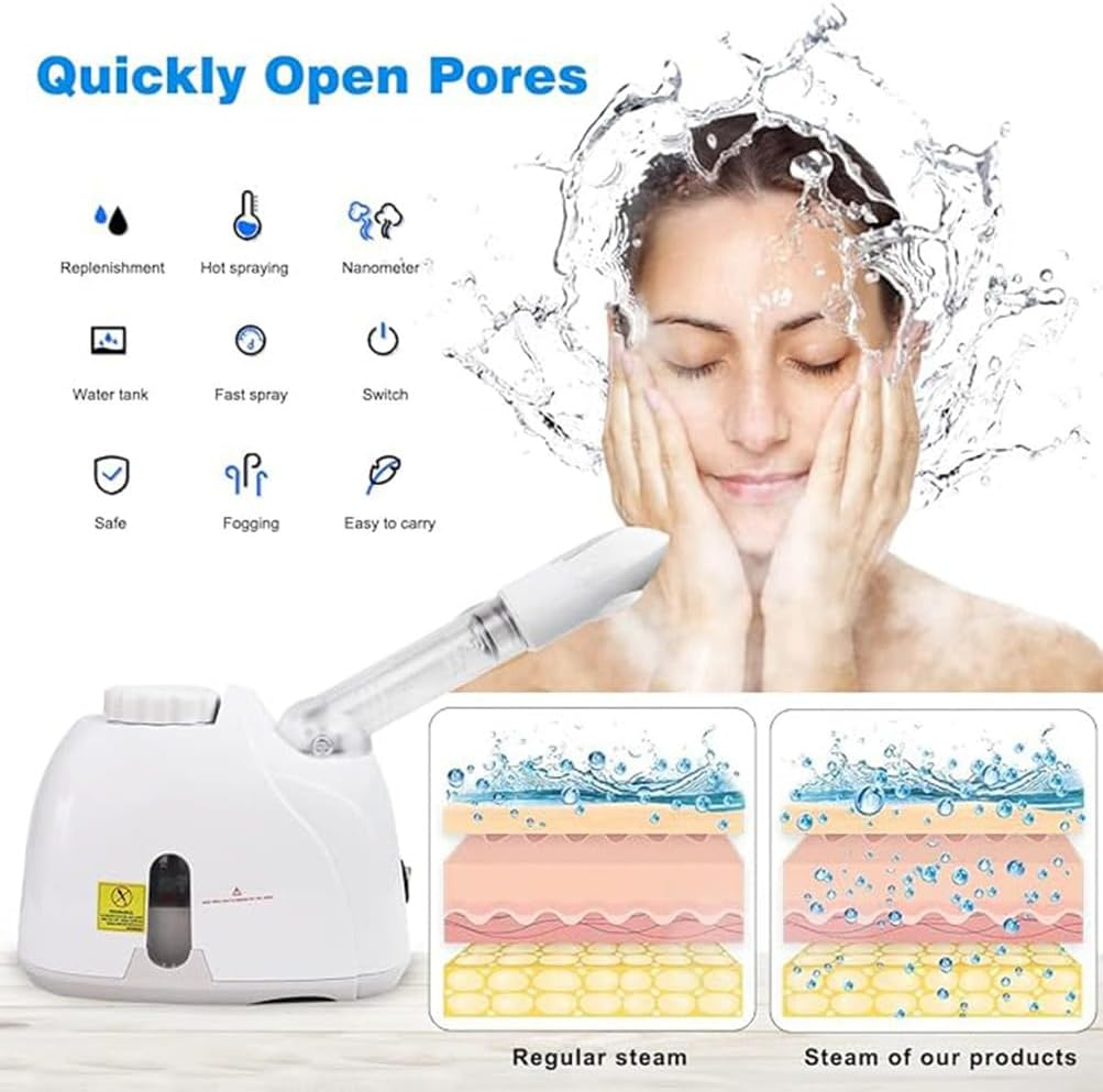 MTSDM Facial Steamer, Hot Ozone Humidifier Spray Facial Steamer Machine for Deep Cleansing Skin, Facial Spa, Extendable 360&deg; Rotating Arm for Professional Face Estheticians Cleaning, Salon for Home