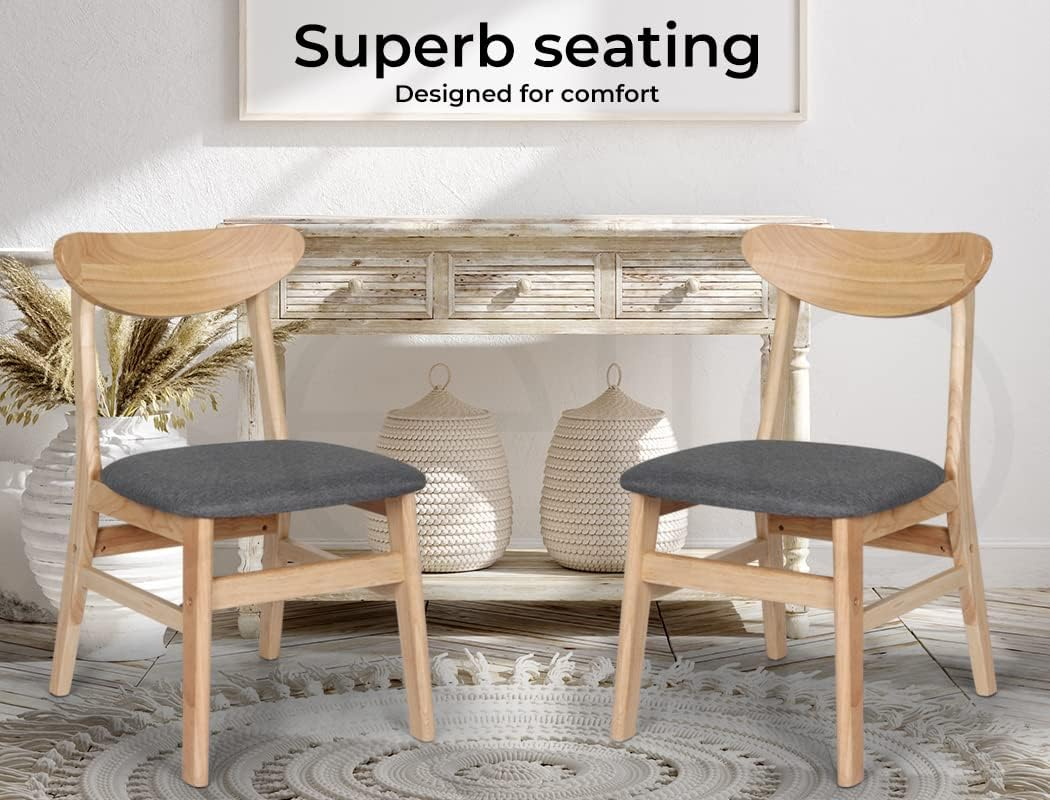 LEVEDE Dining Chairs, Set of 2 Reading Seating, Soft Fabric Kitchen Chairs, Home Furniture for Dining Room, Living Room, Cafe, Courtyard (44Cm Seat Height, Color Oak) - Walnut Brown image number 2