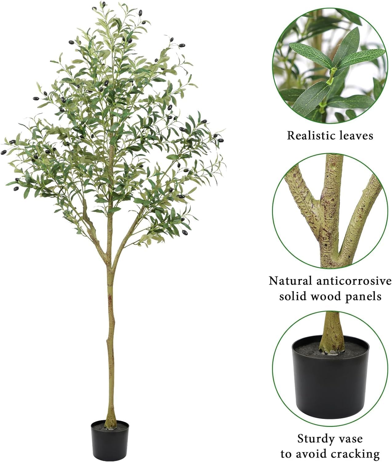 Artificial Olive Tree 6FT, Olive Trees Artificial Indoor with Potted, Large Faux Olive Tree, Suitable for Modern Office Living Room Home Decor Housewarming Gift, 1 Pack