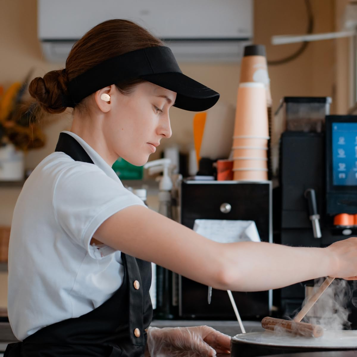 Mini Wireless Bluetooth Earbuds, Tiny Semi In-Ear Headphone Small/Light/Thin for Sleep on Side/Work/Fitness/Run/Drive, Stream Music or Podcasts from Iphone/Android Phones(White Gray)&hellip; image number 2