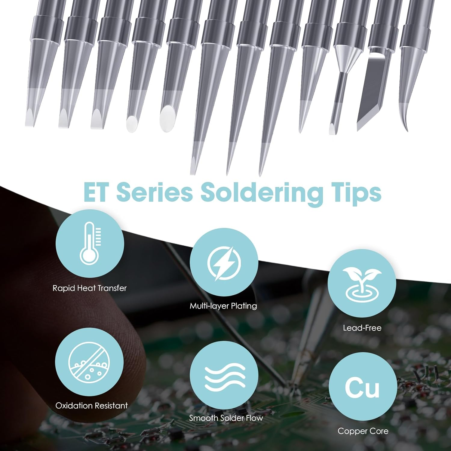 HANGLIFE ET Soldering Iron Tips for Weller WE1010NA WE1010EDU WES51/50 WESD51 WCC101 PES51/50 WEP70 LR21 and More Soldering Stations/Irons &ndash; Replacement Solder Tips for Weller Welding Equipment - 12Pcs image number 3