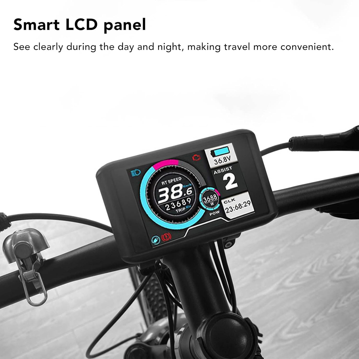 Electric Bike Panel, UKC1 Color ABS Material LCD Display with Water Proof Connector, Suitable for Electric Bike Scooter image number 1