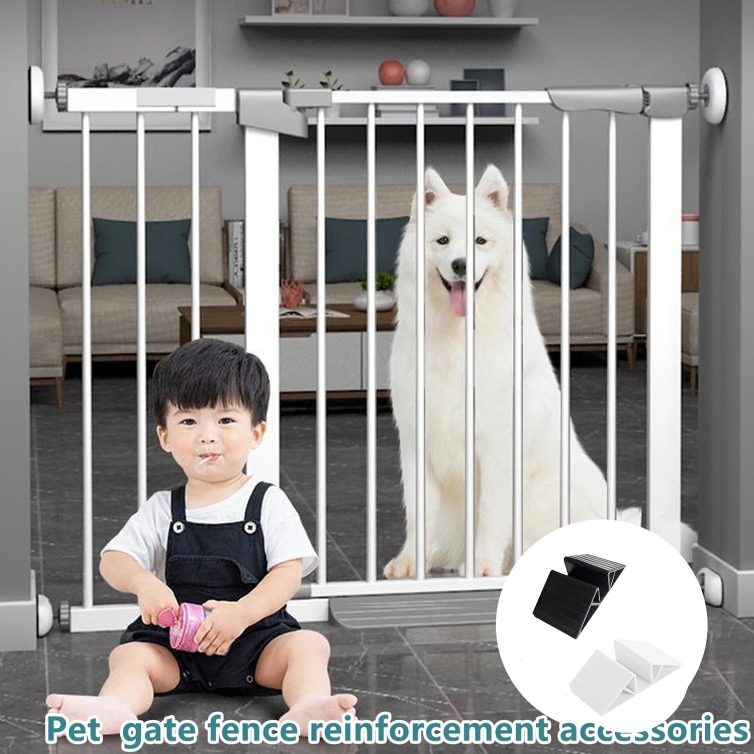 6 Pcs Support Feet for Pet Gate Isolation Fence Gate, Plastic Triangle Fence Reinforcement Fitting Free Standing Dog Gate Fence Panel for Configurable Wood Dog Gate Doggie Guardrail- (White) image number 6