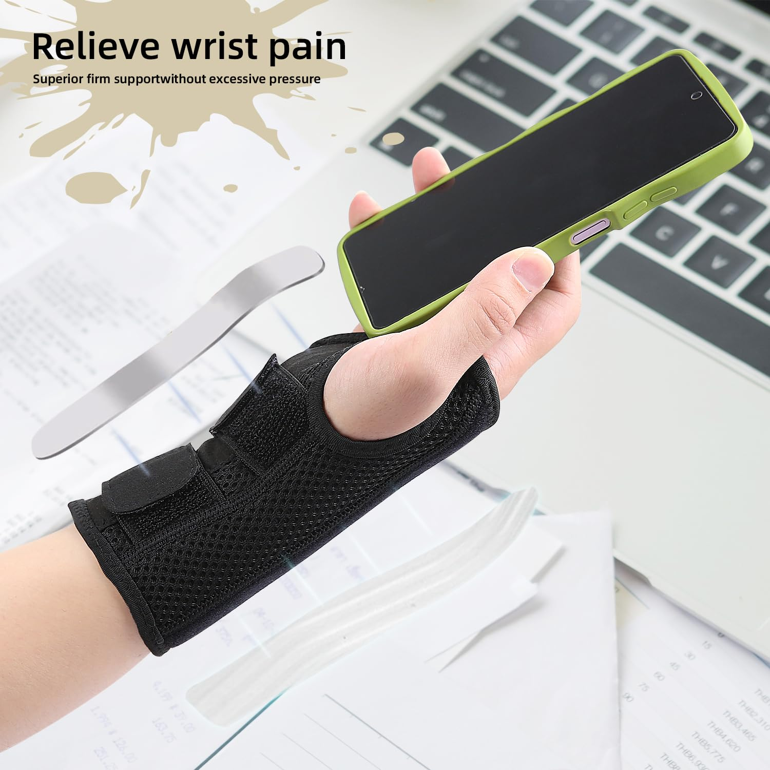 Wrist Brace Relief Wrist Joint Sports Sprain Carpal Tunnel Protector Night Day Wrist Splint Compression Hand Support Wrist for Men and Women (Right+Left) image number 3