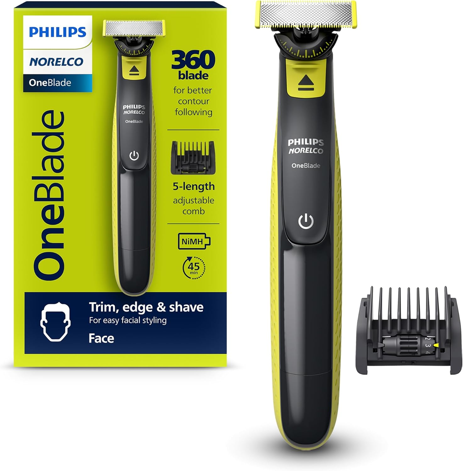 Philips Norelco Oneblade 360 Face Hybrid Trimmer and Shaver, Frustration Free Packaging, QP2724/90