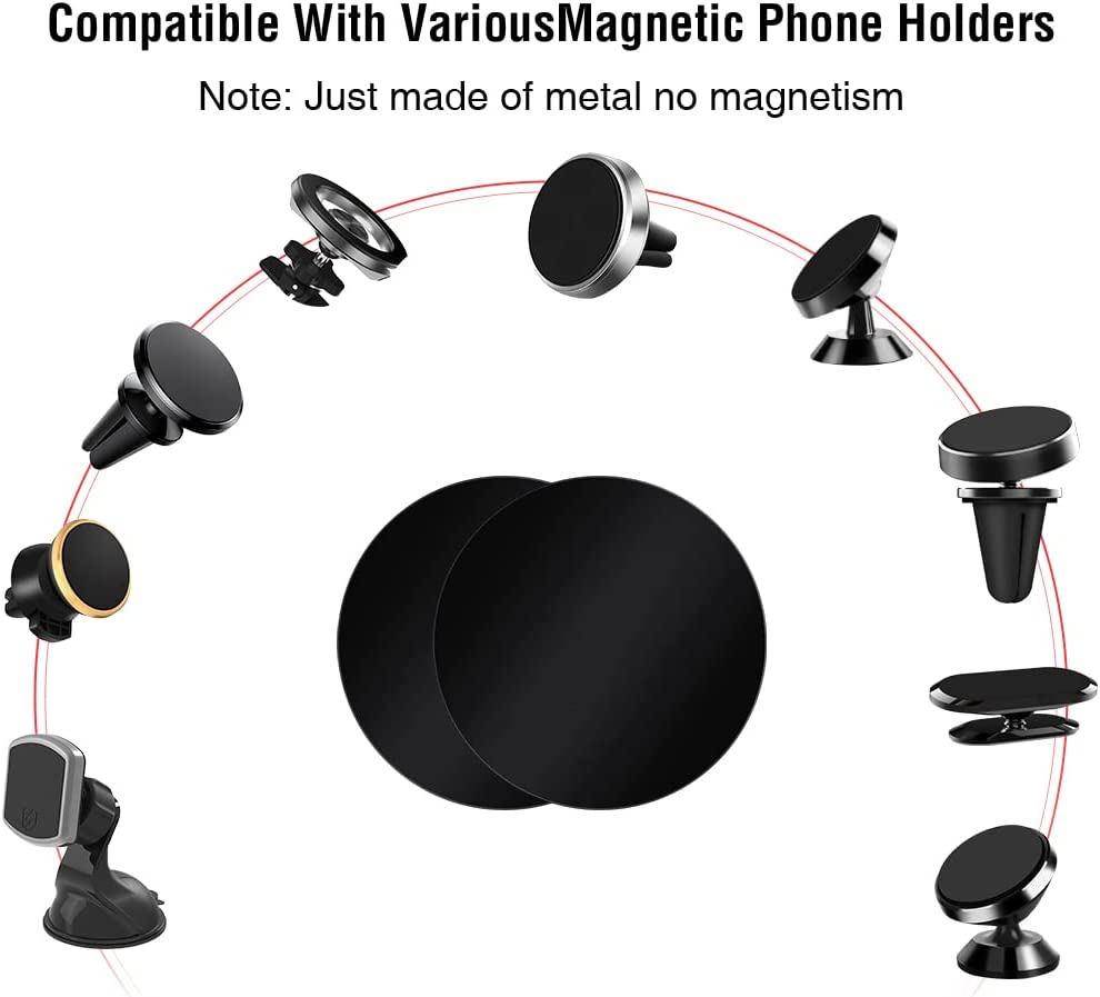 [8 Pack] Magnetic Car Mount Holder Metal Plates, TIQUS 45Mm round Black Universal Replacement Mount Metal Plate Kit with Adhesive for Magnetic Car Mount Cell Phone Holder