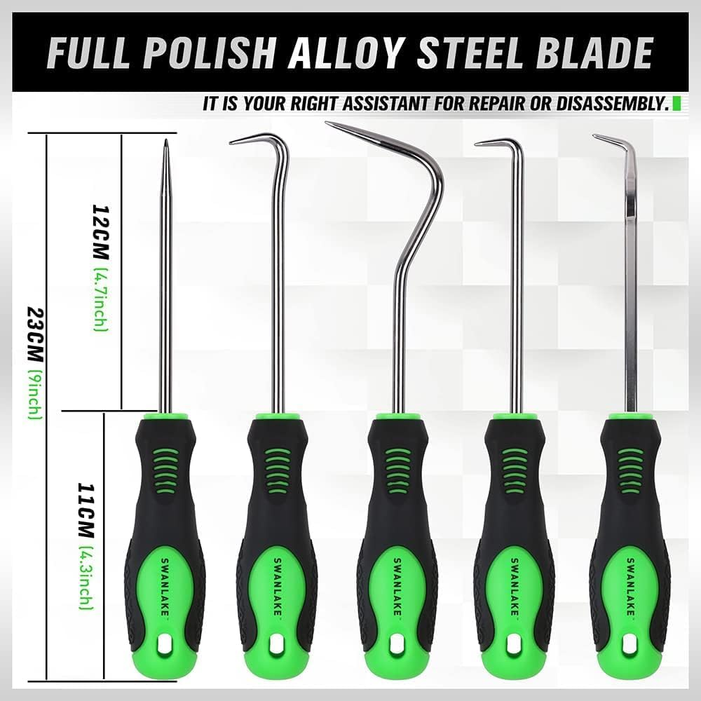 SWANLAKE 10-Piece Pick and Hook Set, Automotive Pick Tool for Car Oil Seal, O-Ring Seal, Gasket Removal Pick Mini Hooks Puller Remover