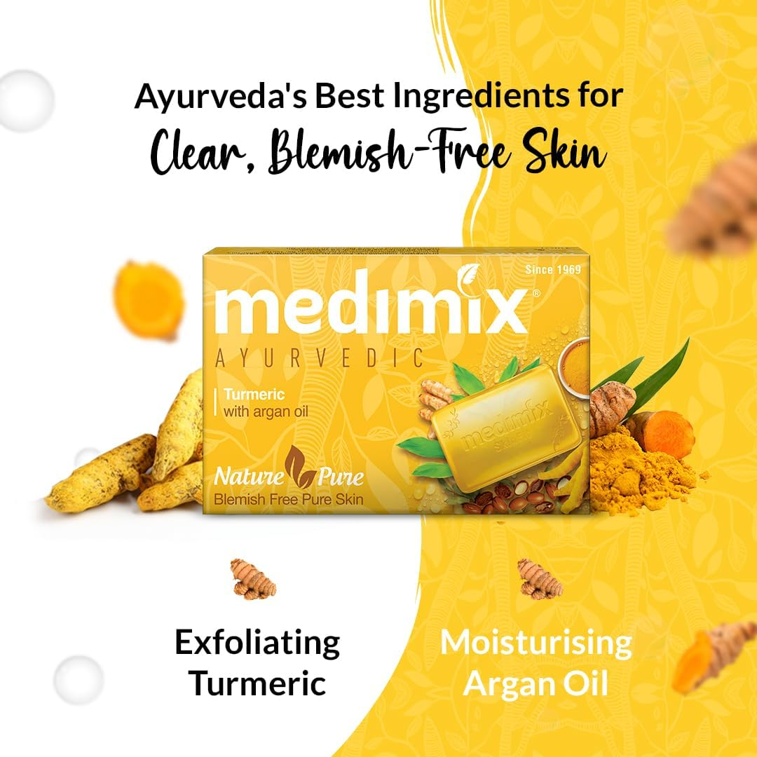 Medimix Ayurvedic Turmeric & Argan Oil Bathing Soap, 125Gm (4+1 Offer Pack) image number 6