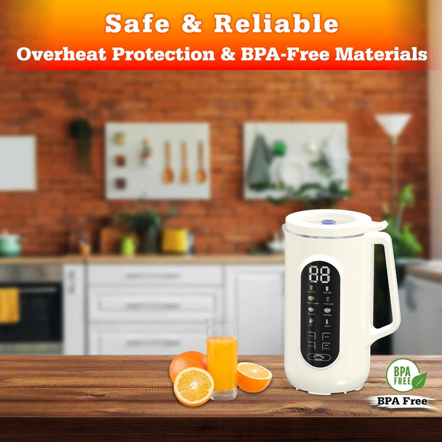 Soy Milk Maker Machine, 1000Ml, 10 Blades, 8-In-1 Multifunctional Design for Nut, Oat, Almond, Soy Milk, Fresh Juice & More - Self-Cleaning, Overheat Protection, 12H Preset Timer, Warm & Boil