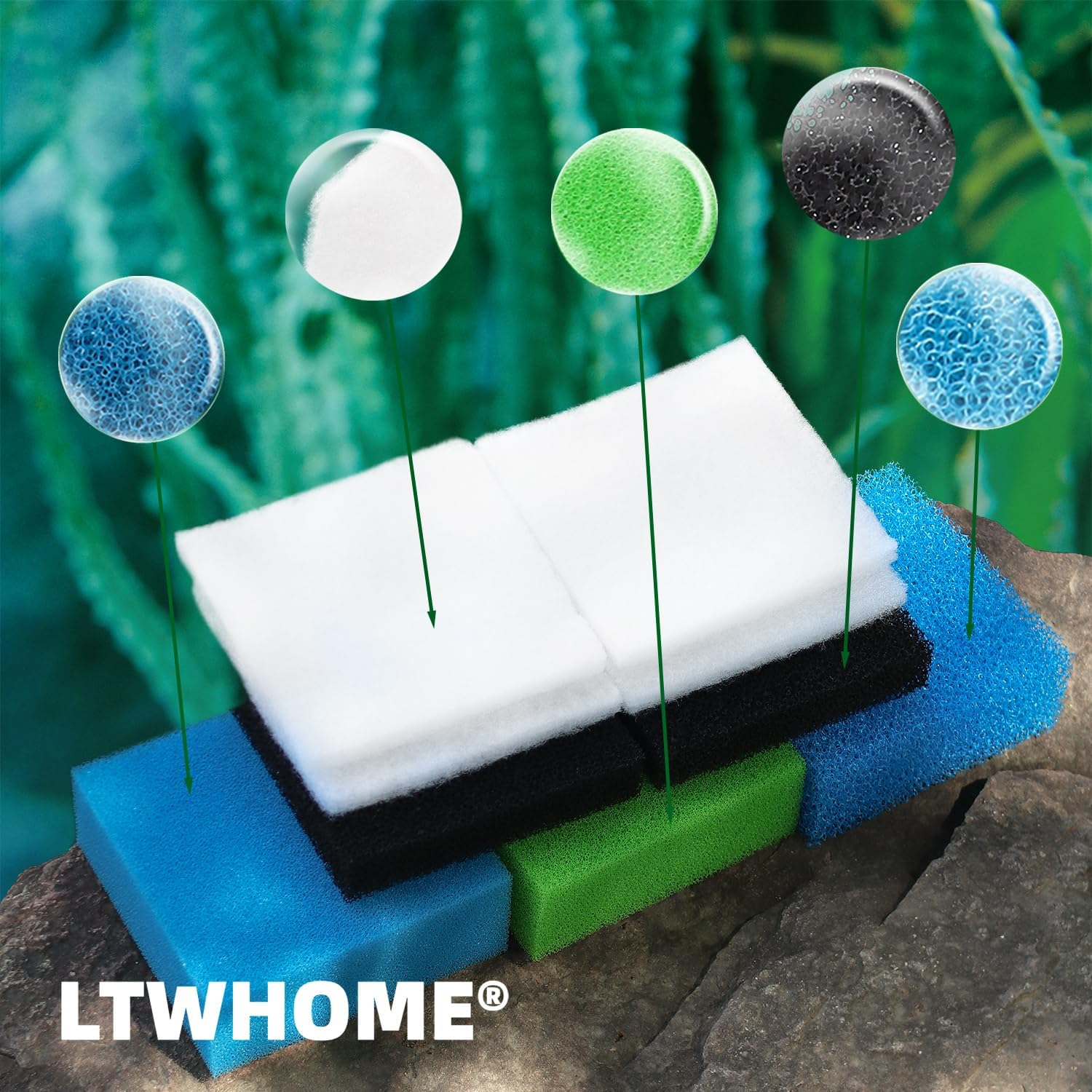 LTWHOME Value Pack of Fine Filters, Carbon Filters, Coarse Filters, Nitrate Filters and Poly Filters Set Fit for Juwel Standard/Bioflow 6.0/ L (Pack of 68) image number 1