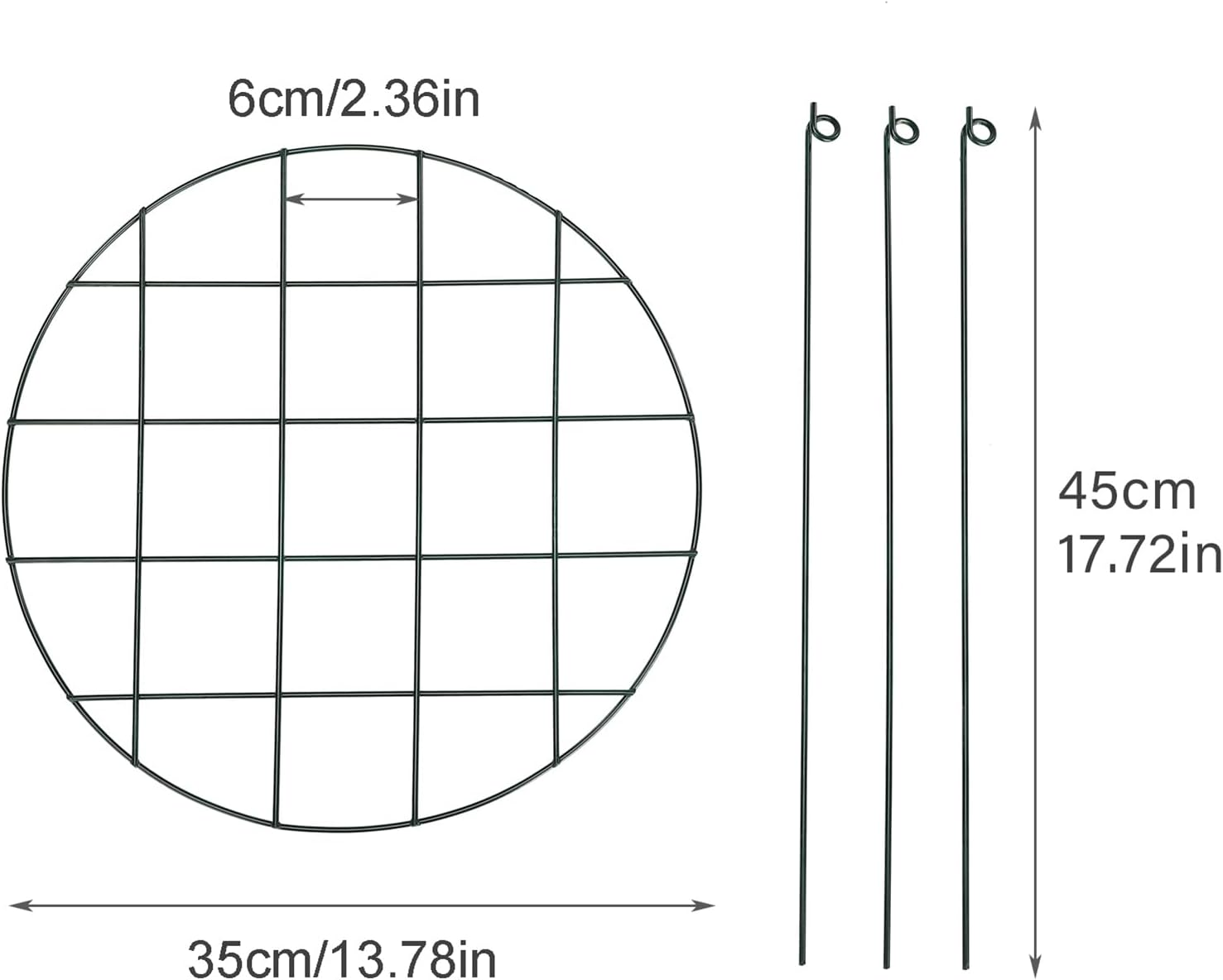 Round Grid Plant Support, Peony Cages Brace Flower Supporter Strawberry Growing Racks Cage Metal Garden Stake Grow through Hoops Heavy Plants Rings for Small Vegetable Fruit