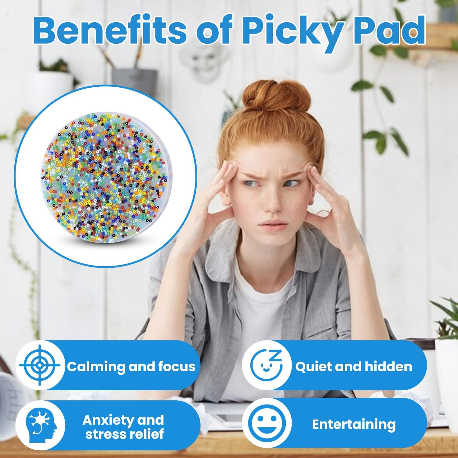 3Pack Skin Picky Pad,Heart/Round Skin Picking Fidget Toys,Silicone Picky Pad Fidget Toys for Adults ,Pink/Transparent Picking Fidget Pad,Release Stress for Trichotillomania/Dermatillomania/Adhd image number 2