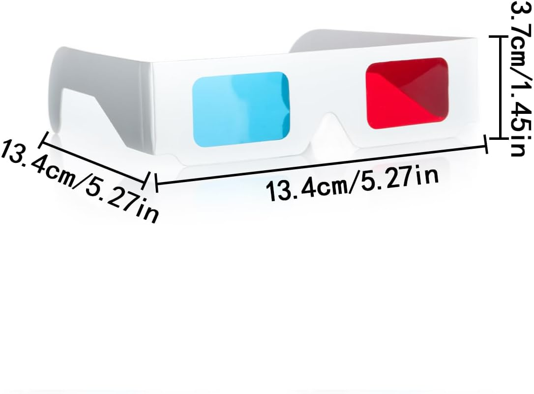 3D Cardboard Glasses, 20 PCS 3D Glasses Red and Cyan White Frame Anaglyph Cardboard for TV Movie Game