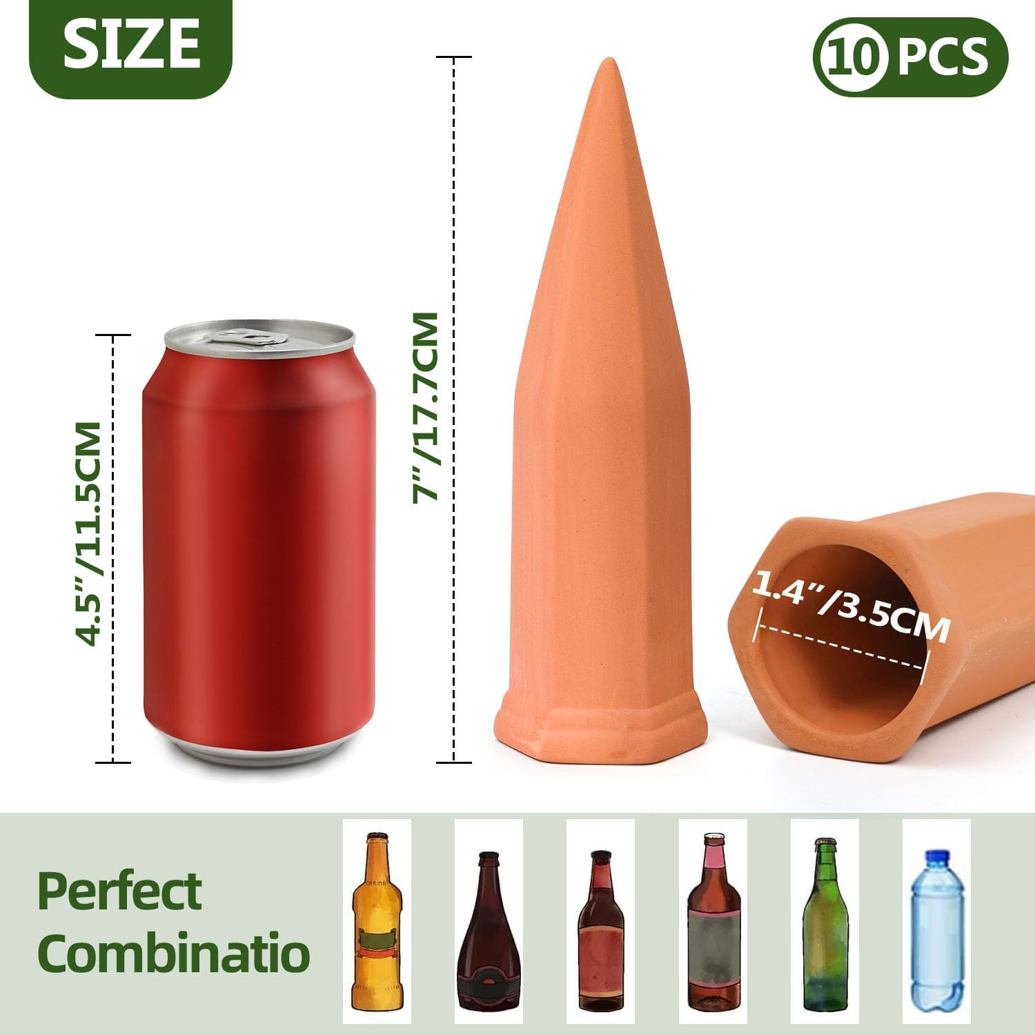 Self Watering Stakes Pack of 10, Terracotta Automatic Plant Watering Spikes for Indoor Outdoor Plants Wine Bottle Plant Watering Devices image number 5