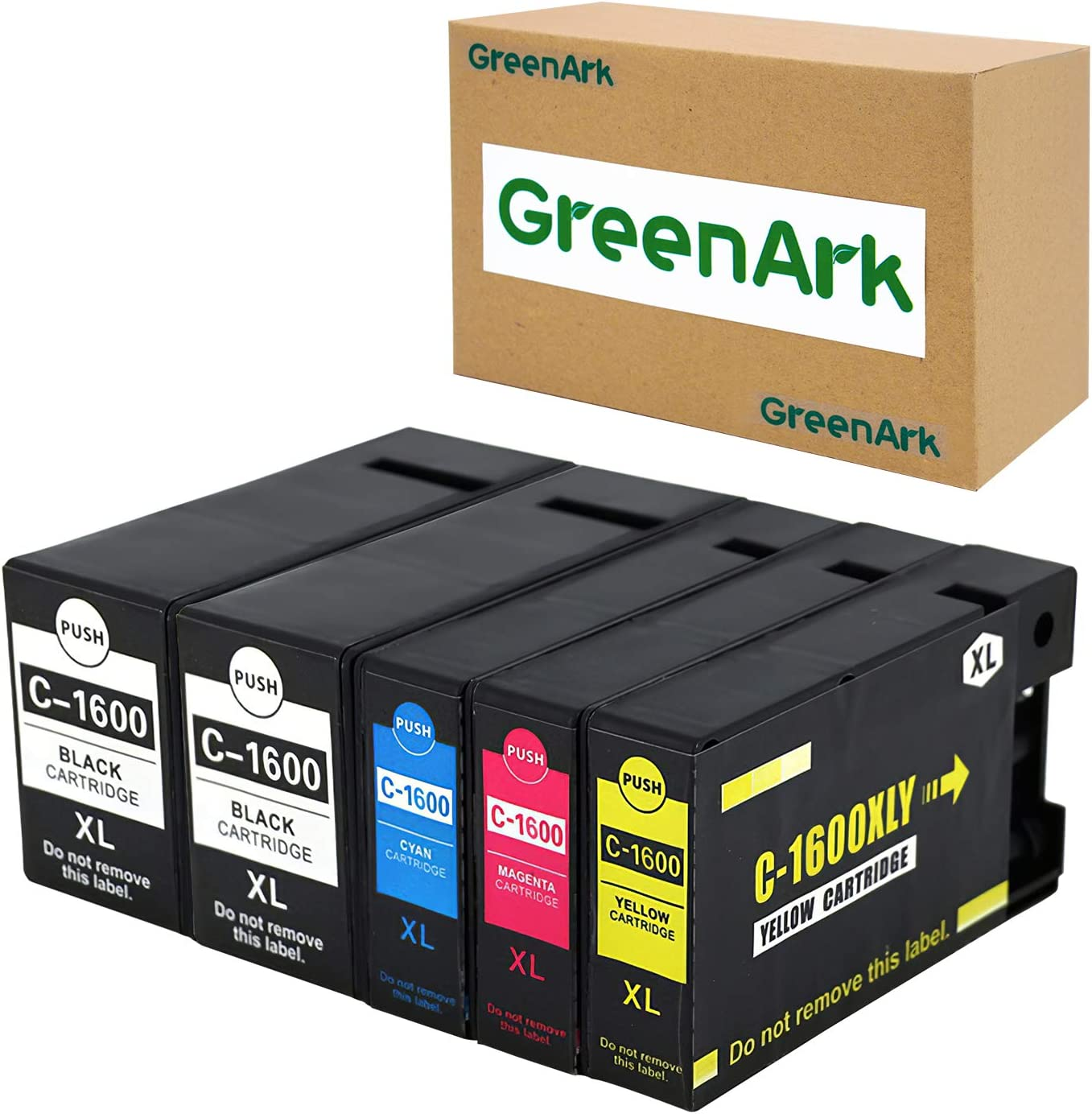 Greenark 5Pack PGI1600XL Ink Cartridges Replacement for Canon PGI-1600 XL with High Yield Pigment Ink Work for Canon Maxify MB2060 MB2160 MB2360 MB2760 Printer (2Black, 1Cyan, 1Yellow, 1Magenta) image number 4