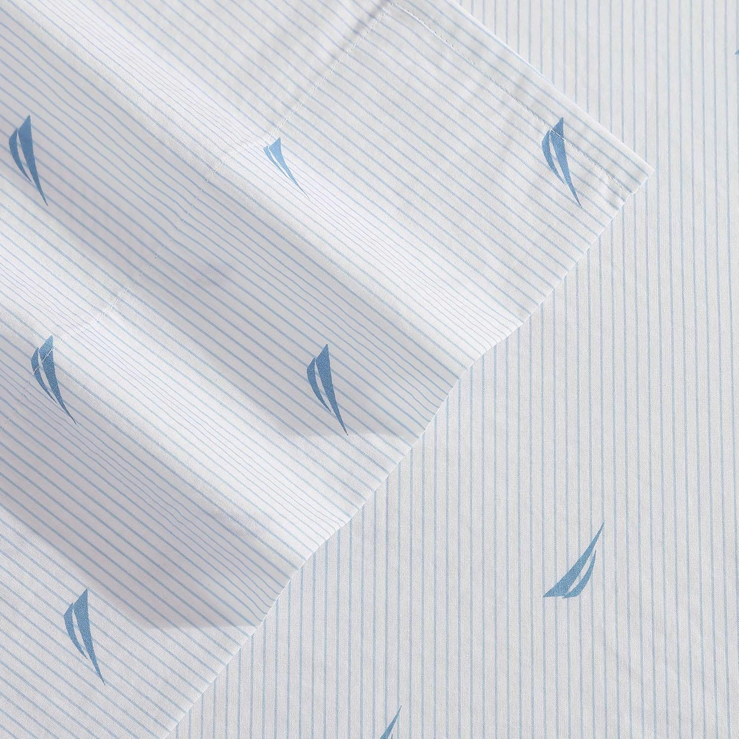 Nautica - Full Sheets, Cotton Percale Bedding Set, Casual Home Decor (Boat Stripe Pale Blue, Full) image number 4