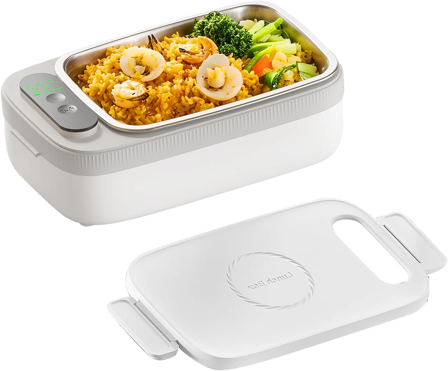 Cordless Electric Lunch Box, Food Heater with 14000Mah Battery, Leaku-Proof 1L Protable Self-Heating Food Warmer for Car, Office, Travel, Picnic & Outdoor, 8 Timer image number 2