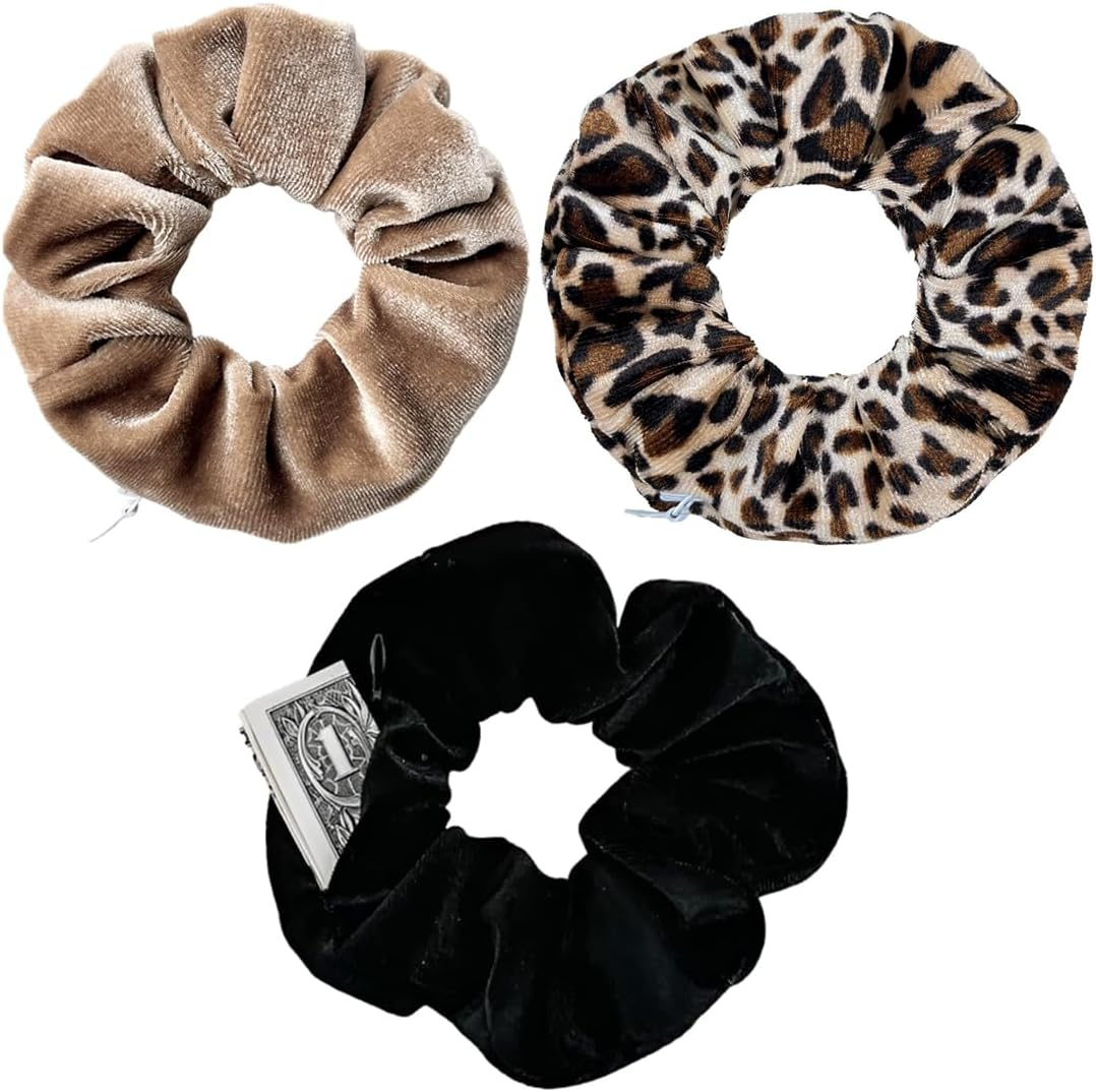 WERIGONI Pack of 3 Women'S Hair Bobbles with Zip, Elastic Hair Bobbles with Hidden Zip Pocket, Secret Compartment image number 3