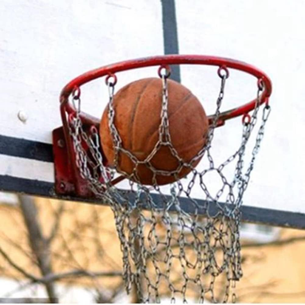 Veumoie Sport Iron Chain Basketball Net Outdoor 12 Loops Standard Heavy Duty Basketball Goal Replacement Net,Silver image number 2